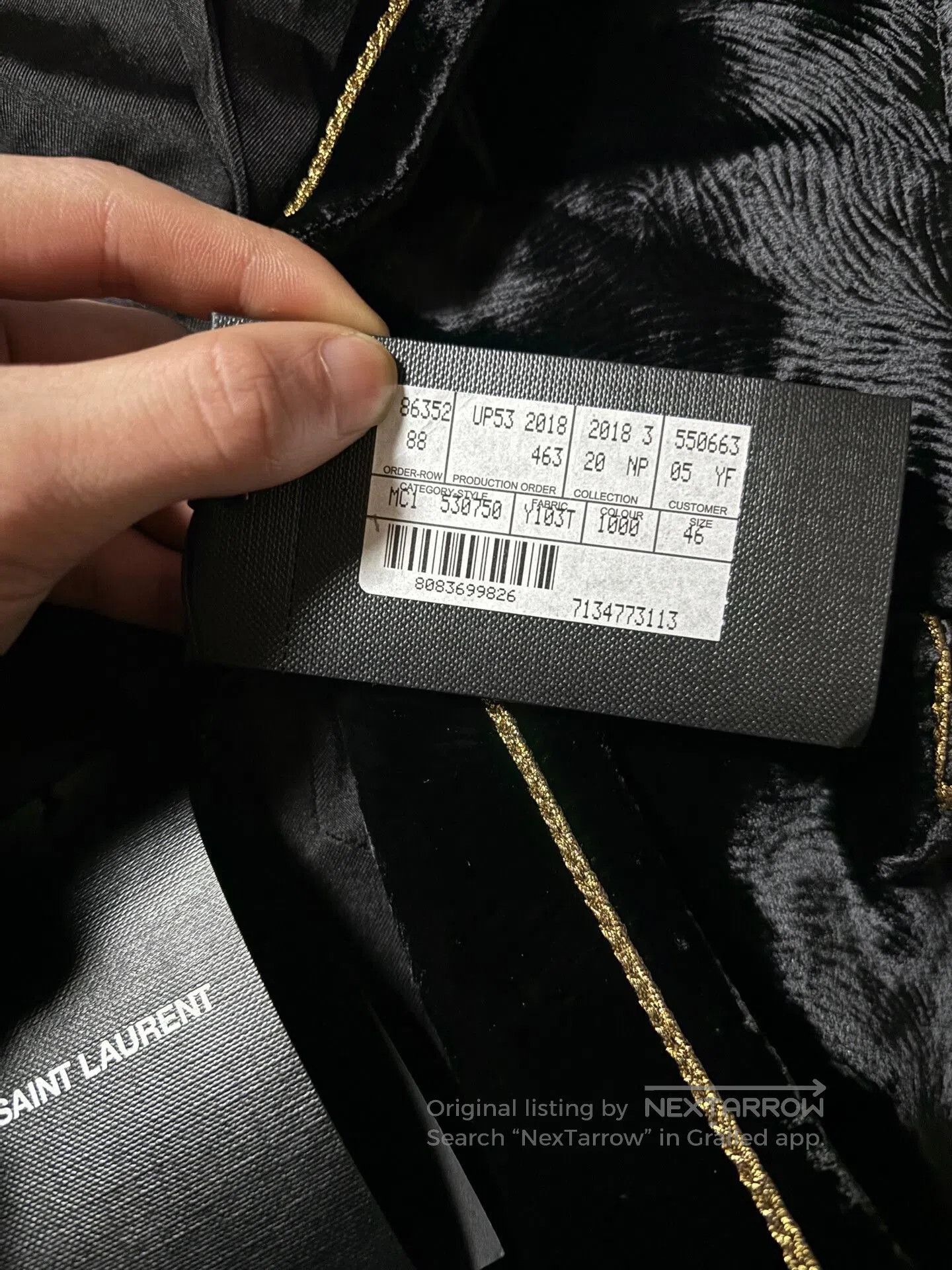 Saint Laurent Paris Saint Laurent Velvet Suit with Gold Accents. Size US S / EU 44-46 / 1 - 8 Thumbnail