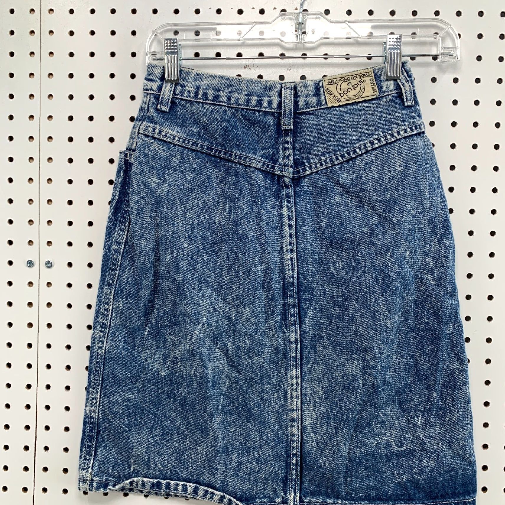 Vintage VINTAGE Bonjour Denim Skirt Acid Wash Women's Size 6 Knee-Length A-Line 80s 90s Made USA Size 28" / US 6 / IT 42 - 7 Thumbnail