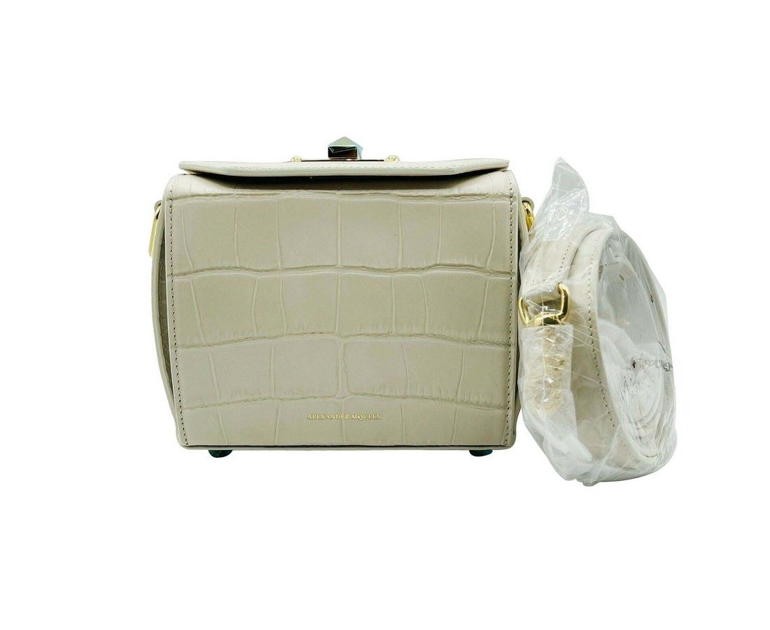 Alexander McQueen Women's Off White Crocodile Embossed Leather Box 16 Size ONE SIZE - 1 Thumbnail