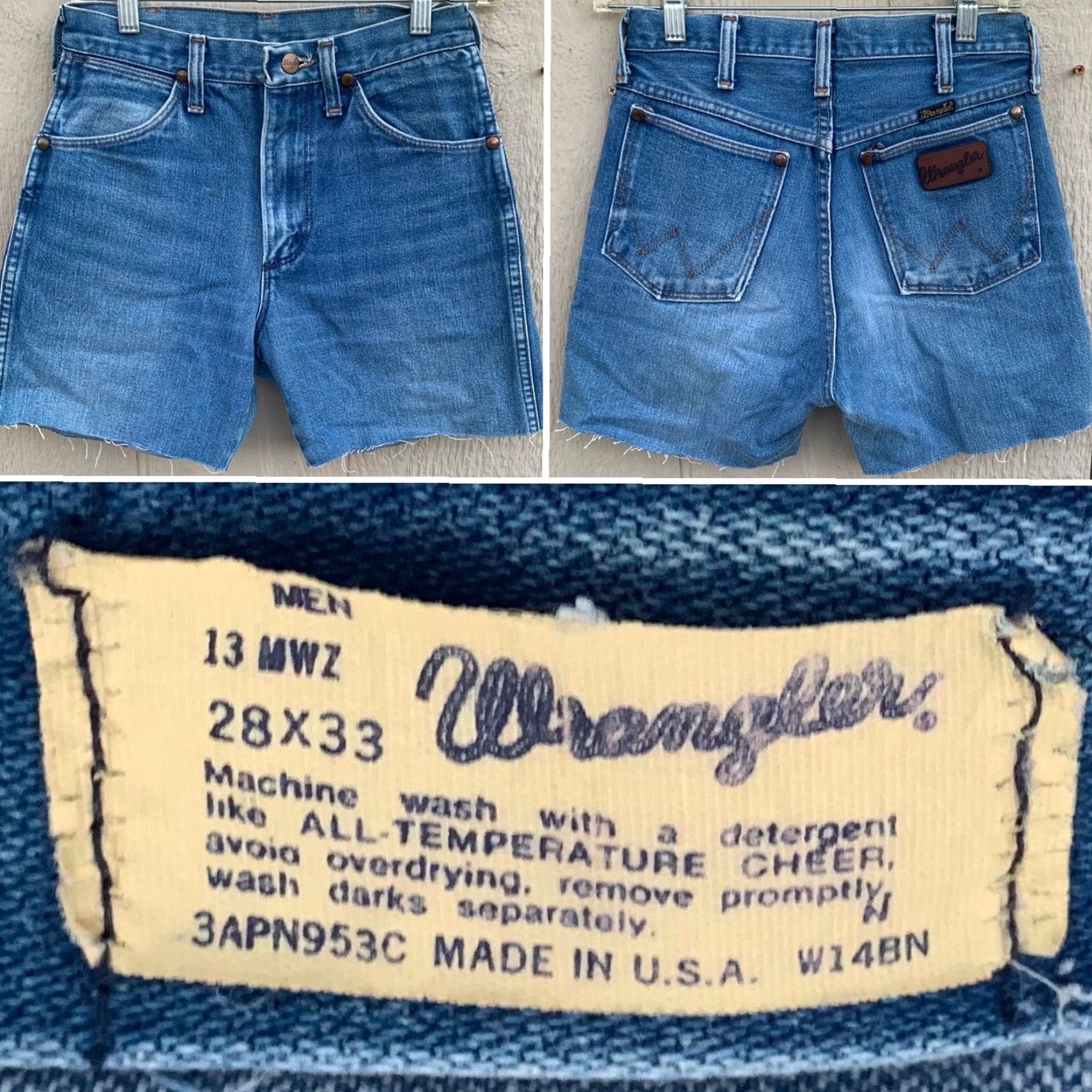 Wrangler VINTAGE Wrangler Jeans shorts western cut offs made in USA Sz 28 27” waist Denim Blue 1970s Rockabilly Mens Womens Size 28" / US 6 / IT 42 - 2 Thumbnail