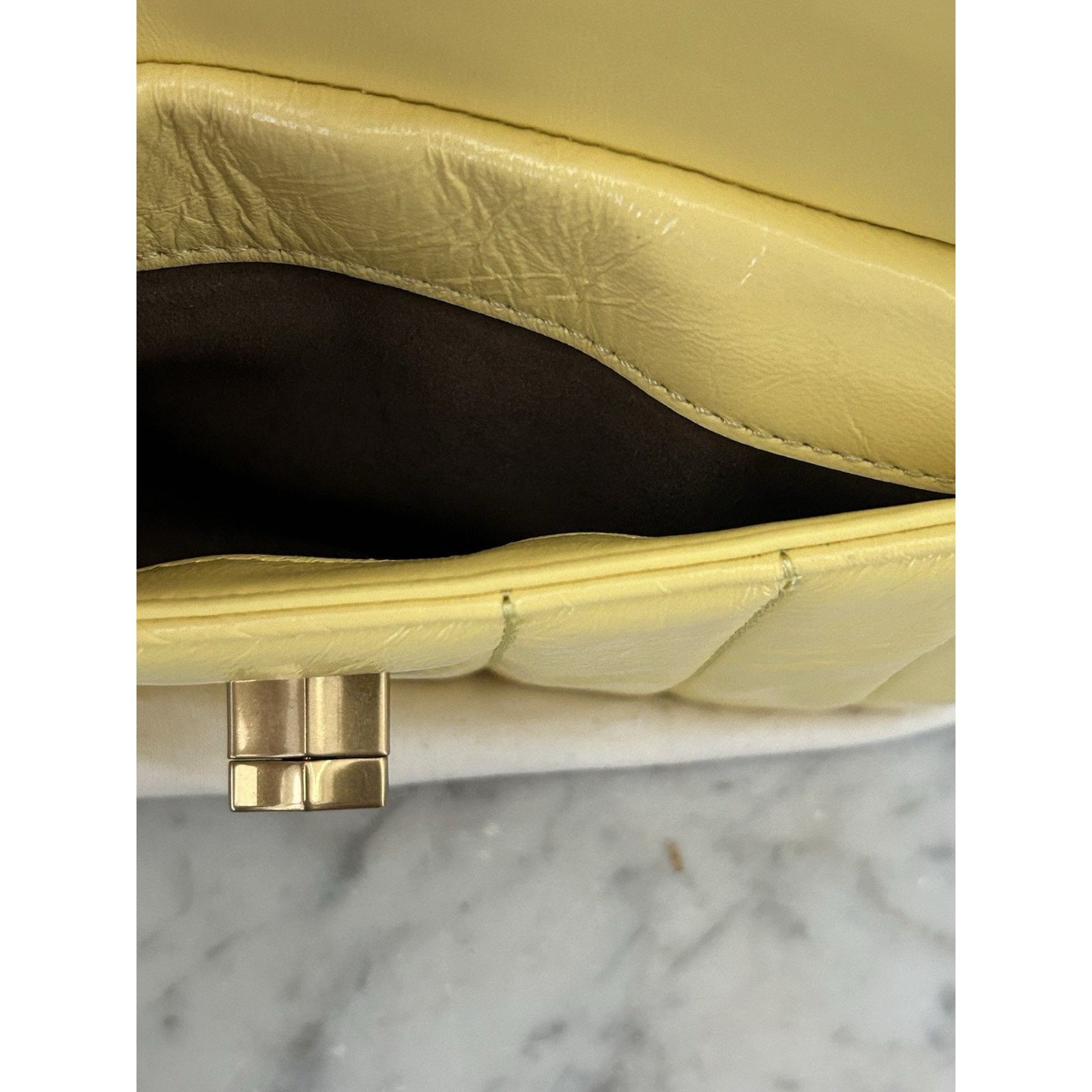 Tory Burch NWT Tory Burch Kira Patent Camera Bag Lemon Yellow 142808 Size ONE SIZE - 8 Thumbnail