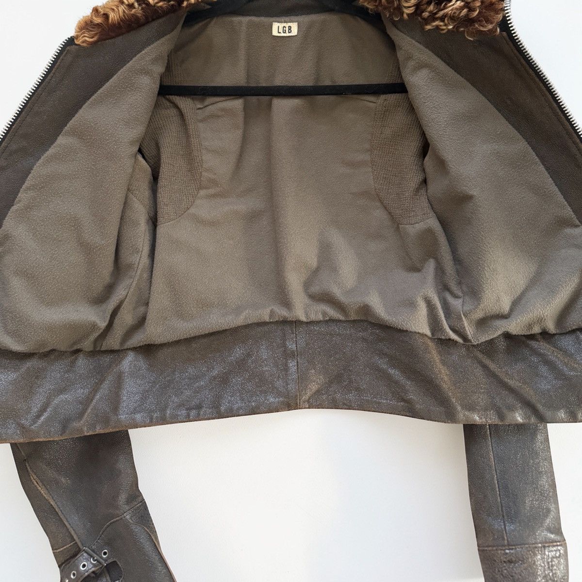 Le Grande Bleu (L.G.B.) LGB brown aviator style fur leather jacket Size US S / EU 44-46 / 1 - 6 Thumbnail