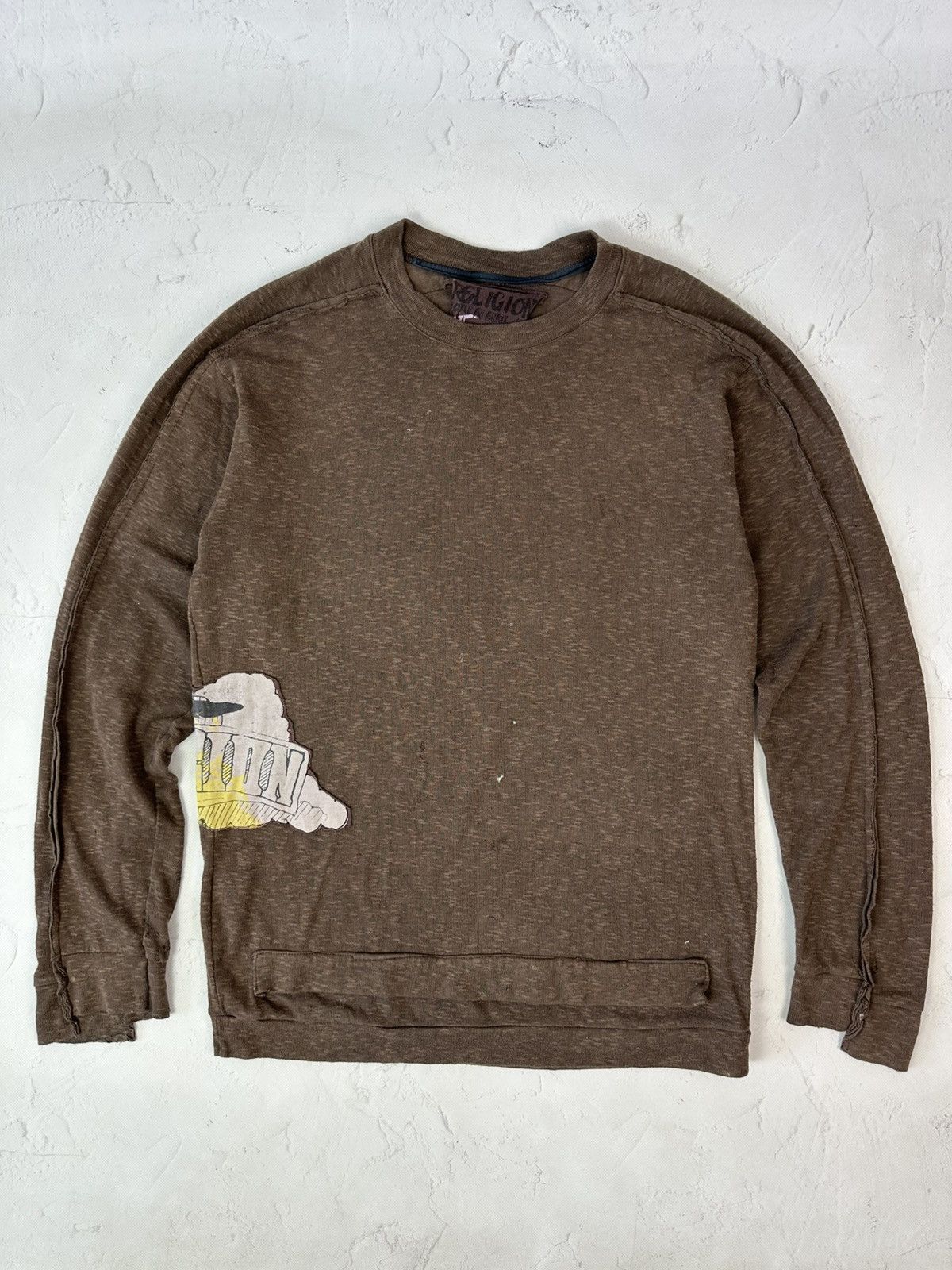 If Six Was Nine Y2K Vintage Religion Torn Distressed Brown Sweater Size US M / EU 48-50 / 2 - 2 Thumbnail