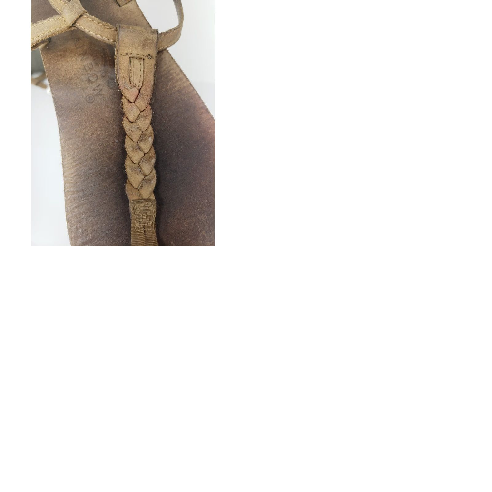 Rainbow Rainbow T Strap Braided Slingback Sandals Light Gray Brown Leather Womens Size 8 Shoes Size US 8 / IT 38 - 9 Thumbnail