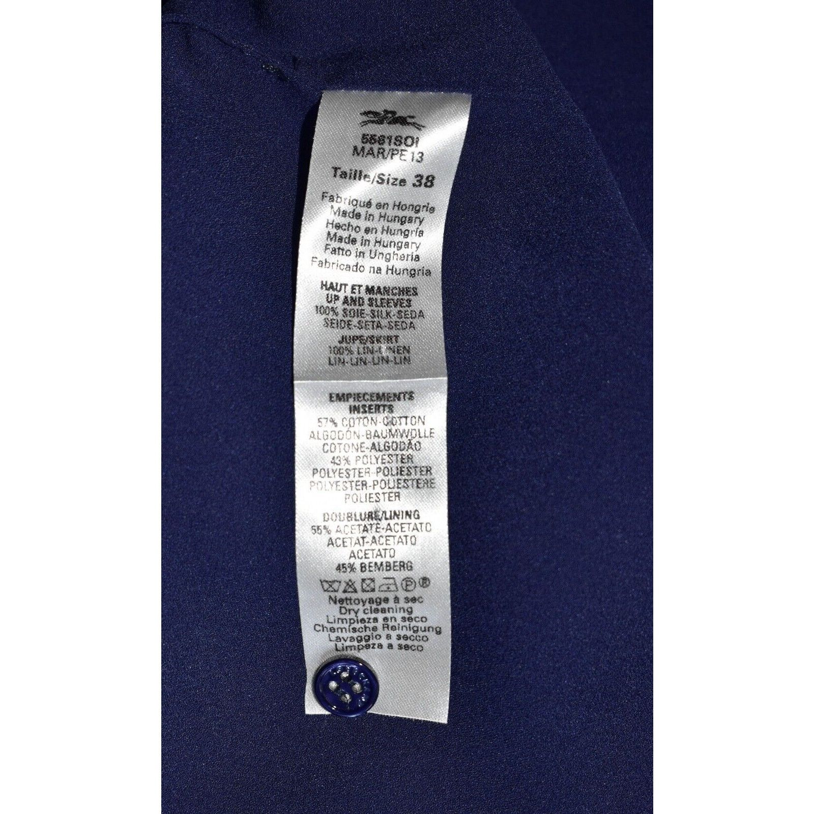 Longchamp NEW LONGCHAMP Blue Silk Top Sleeves Linen Skirt Dress Sz 38 Size XS / US 0-2 / IT 36-38 - 6 Thumbnail
