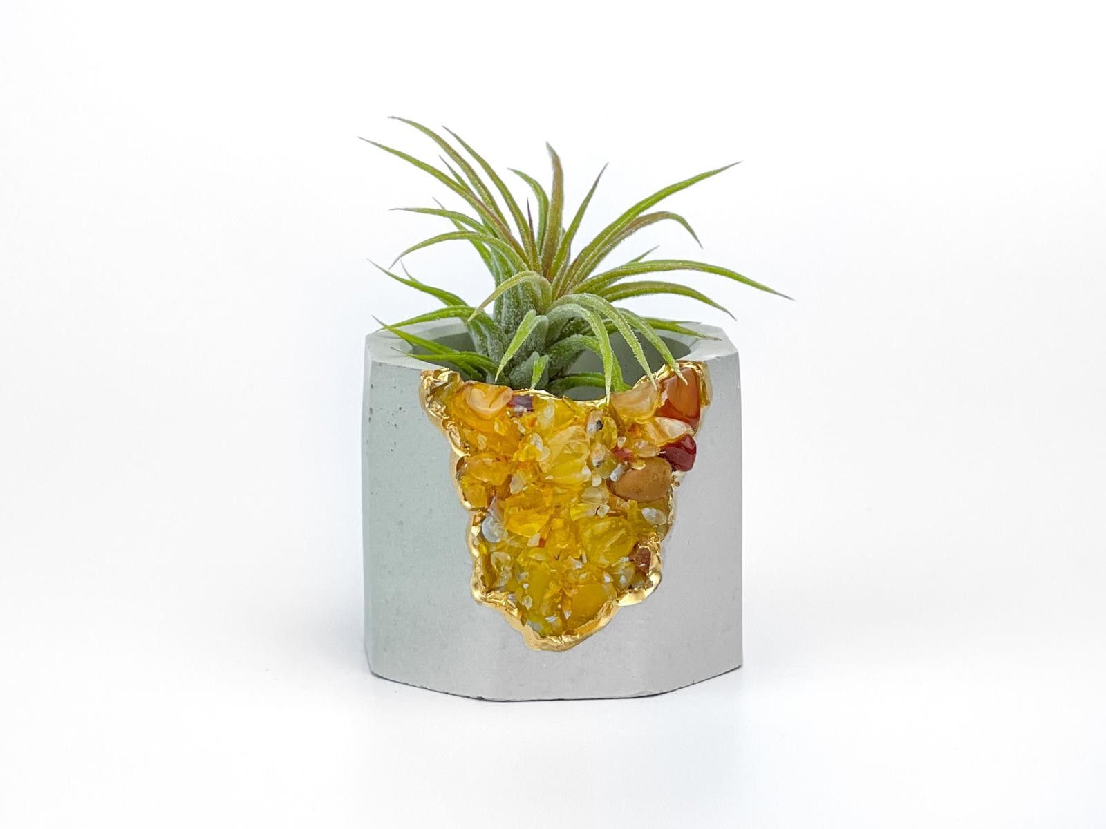 Other Yellow Agate Crystal Air Plant Holder Succulent Planter Size ONE SIZE - 4 Thumbnail