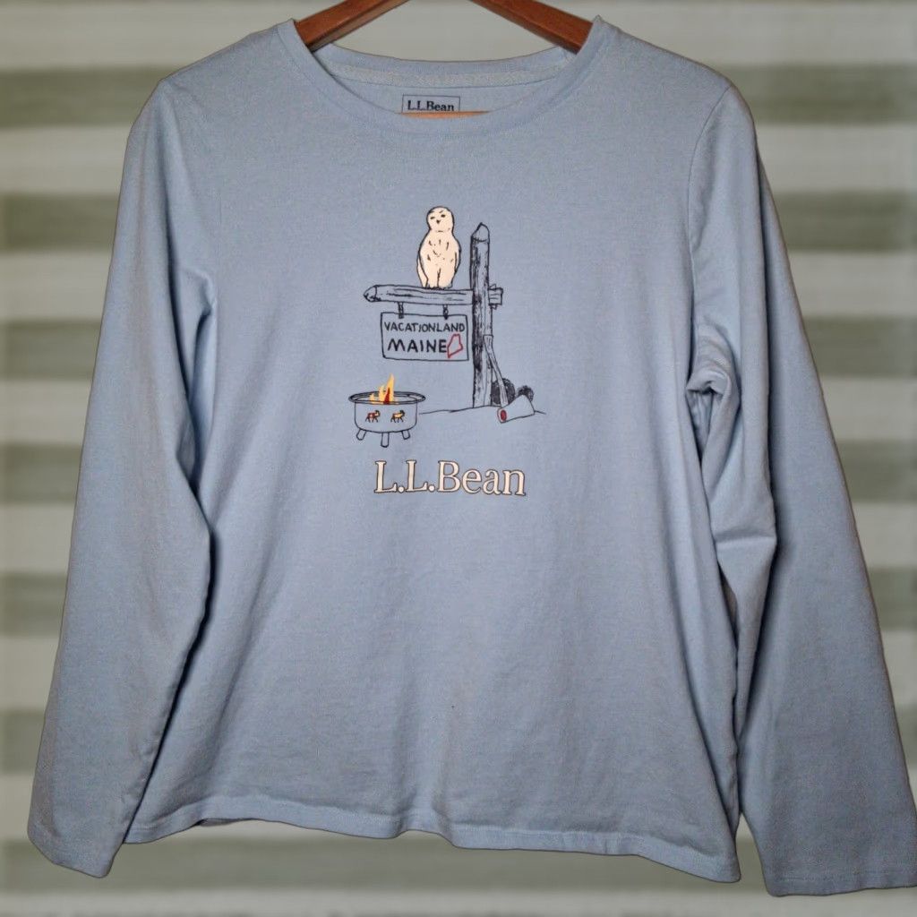 Vintage VINTAGE LL Bean Shirt Women Medium Blue Long Slv Vacationland Maine Owl Camping Camp Size M / US 6-8 / IT 42-44 - 1 Thumbnail