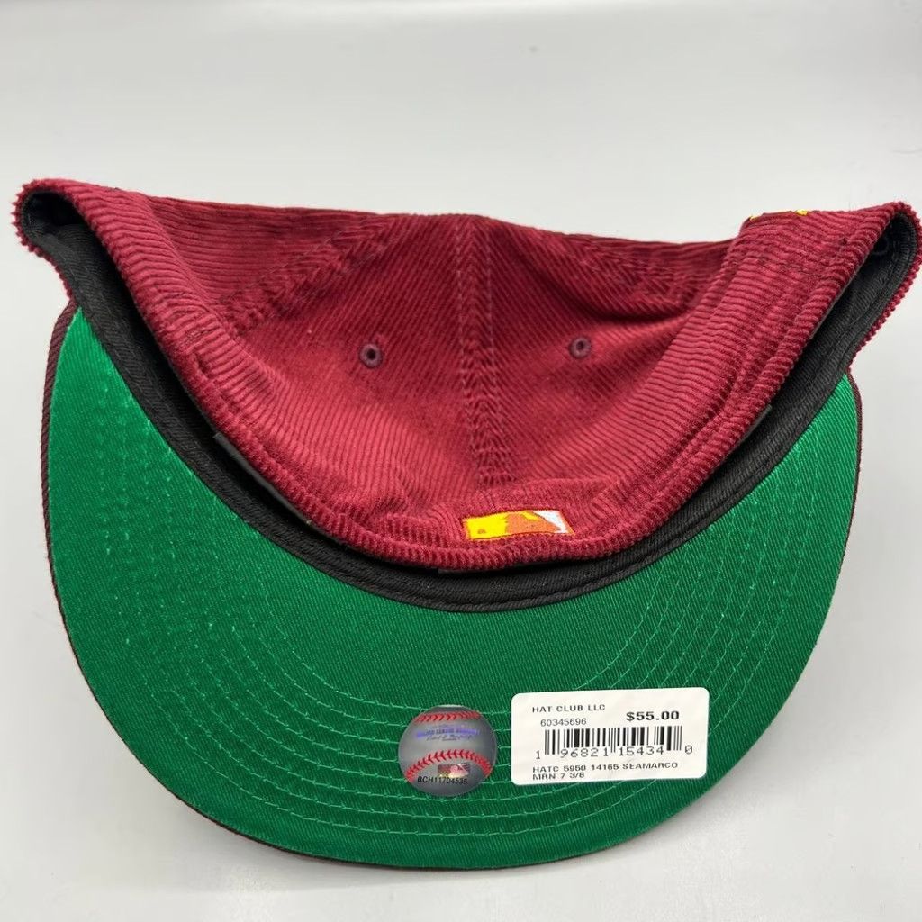 New Era Seattle Mariners Hat Men 7 3/8 Red Green Corduroy Fitted Cap Size ONE SIZE - 5 Thumbnail