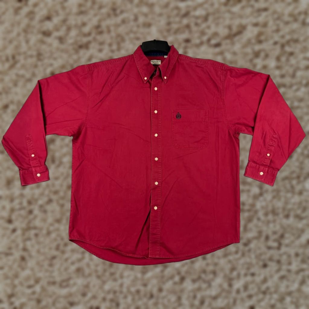 Bugle Boy VINTAGE Bugle Boy Shirt Mens XL Red 90s Cotton Twill Button-Up Long Sleeve Size US XL / EU 56 / 4 - 1 Thumbnail