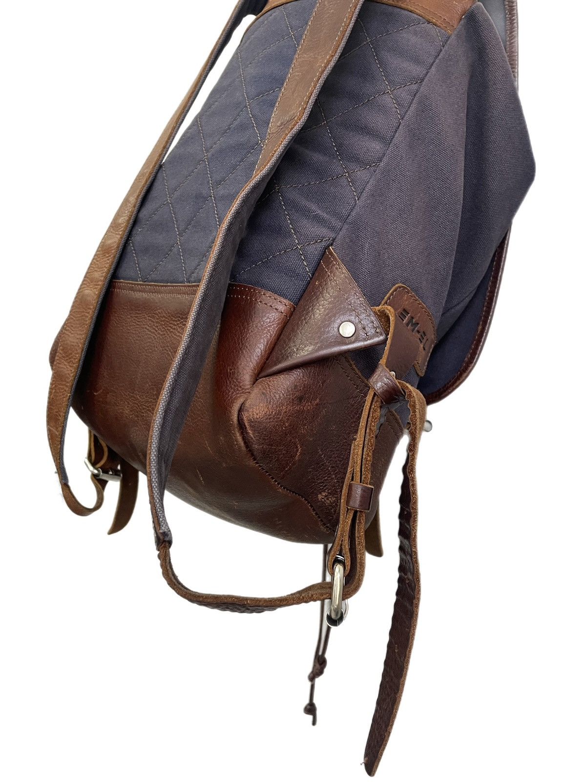 Japanese Brand Diesel style canvas leather backpack Y2K explorer style 90s Size ONE SIZE - 10 Thumbnail