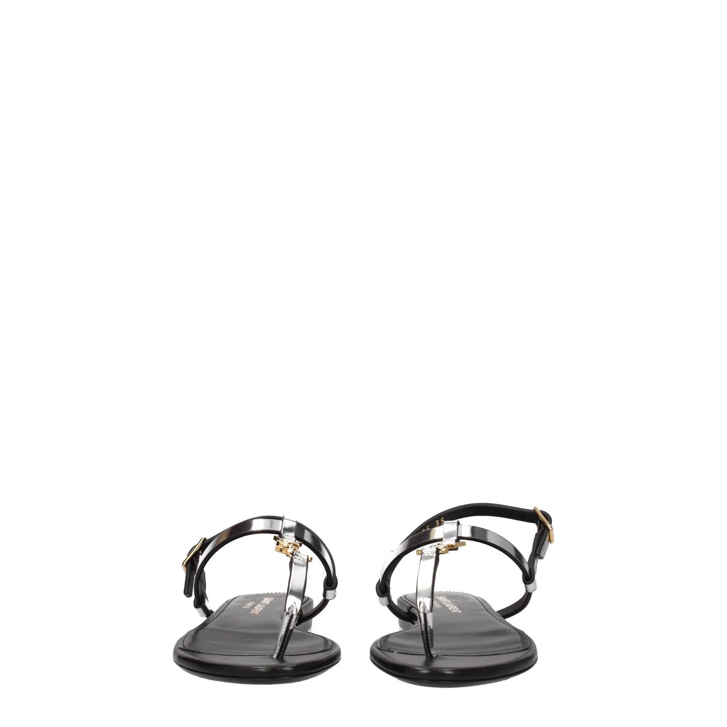 Saint Laurent Paris ob1o1e1124 Leather Flip Flops in Silver Size US 5 / IT 35 - 3 Thumbnail
