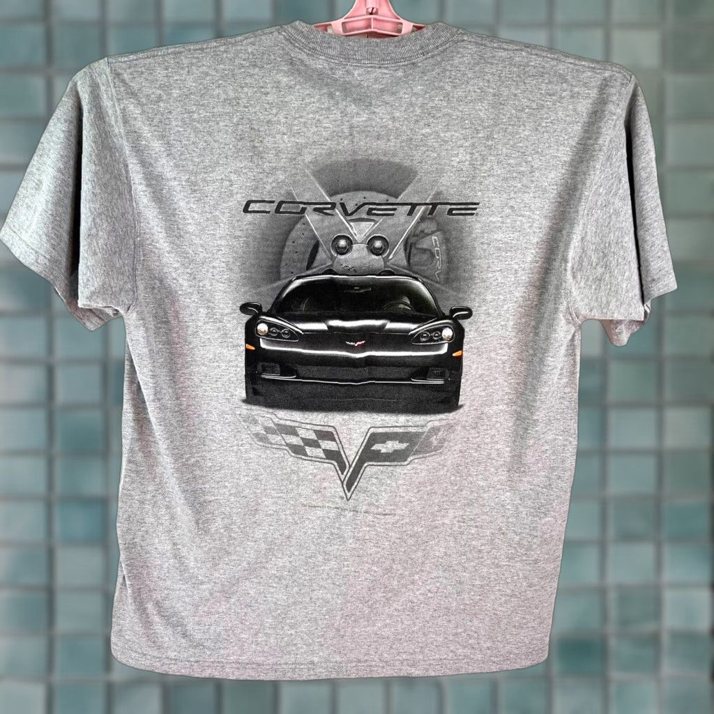 Vintage Corvette Graphic Tee Shirt Mens XL Gray Heritage Chevrolet 90s Cars Transportation Logo Embroidered © Size US XL / EU 56 / 4 - 1 Thumbnail