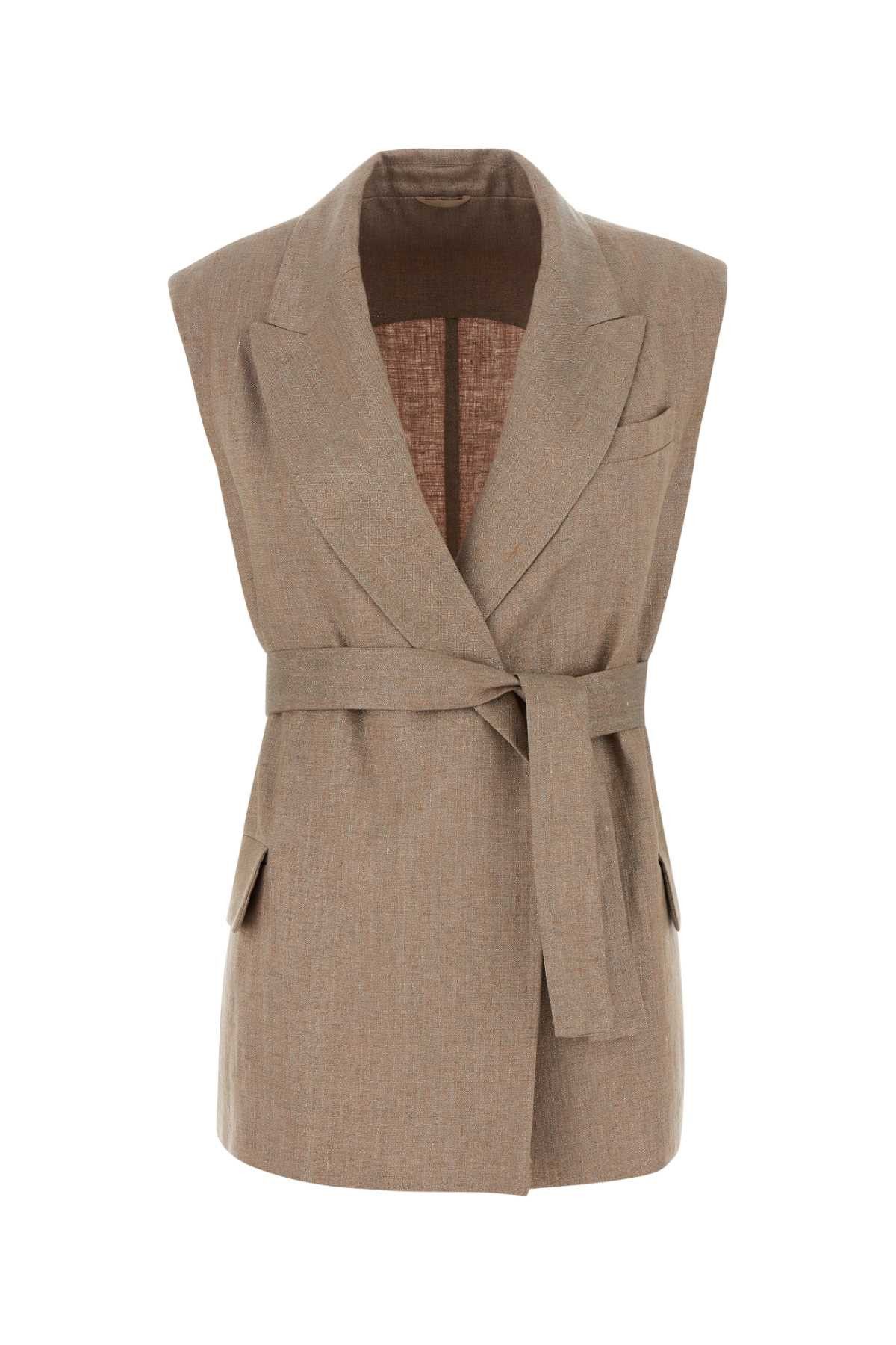 Brunello Cucinelli Cappuccino Linen Blend Vest Size M / US 6-8 / IT 42-44 - 1 Thumbnail