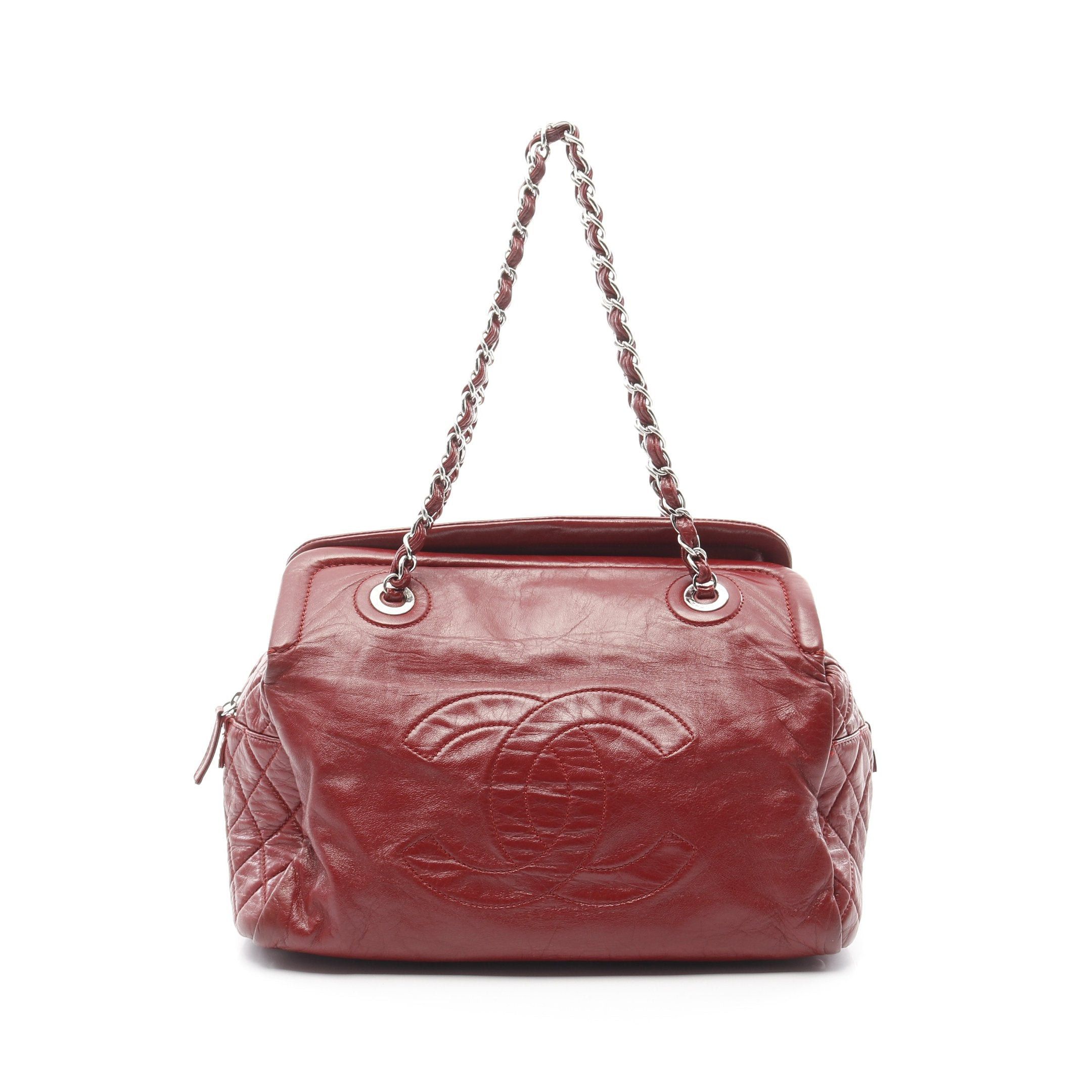 Chanel Chanel Coco Mark Matelasse Chain Shoulder Bag Aged Calfskin Red Silver Hardware Size ONE SIZE - 1 Thumbnail