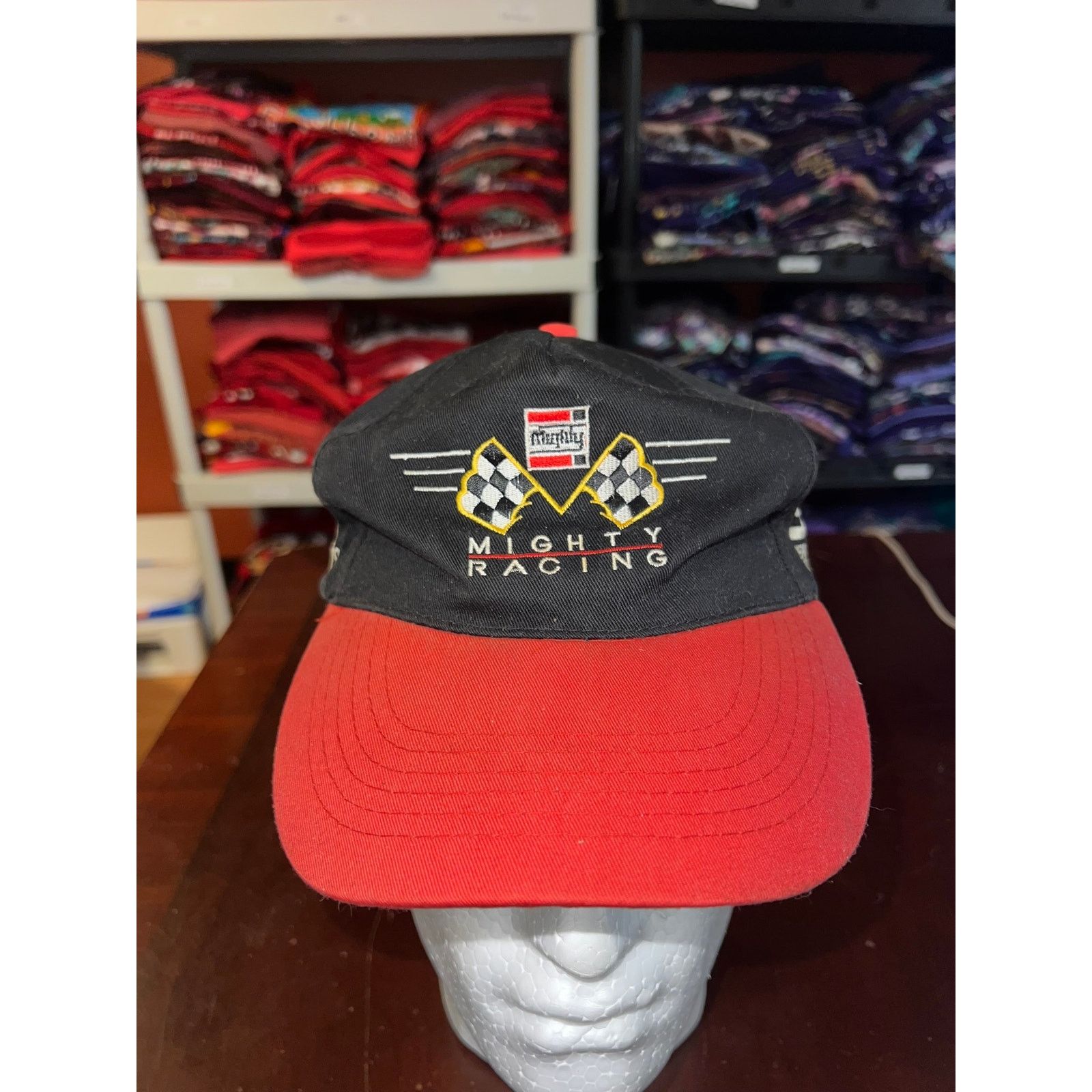 Vintage Vintage Racing Hat Mighty Flags Black Snapback Headwear 90s Size ONE SIZE - 1 Thumbnail