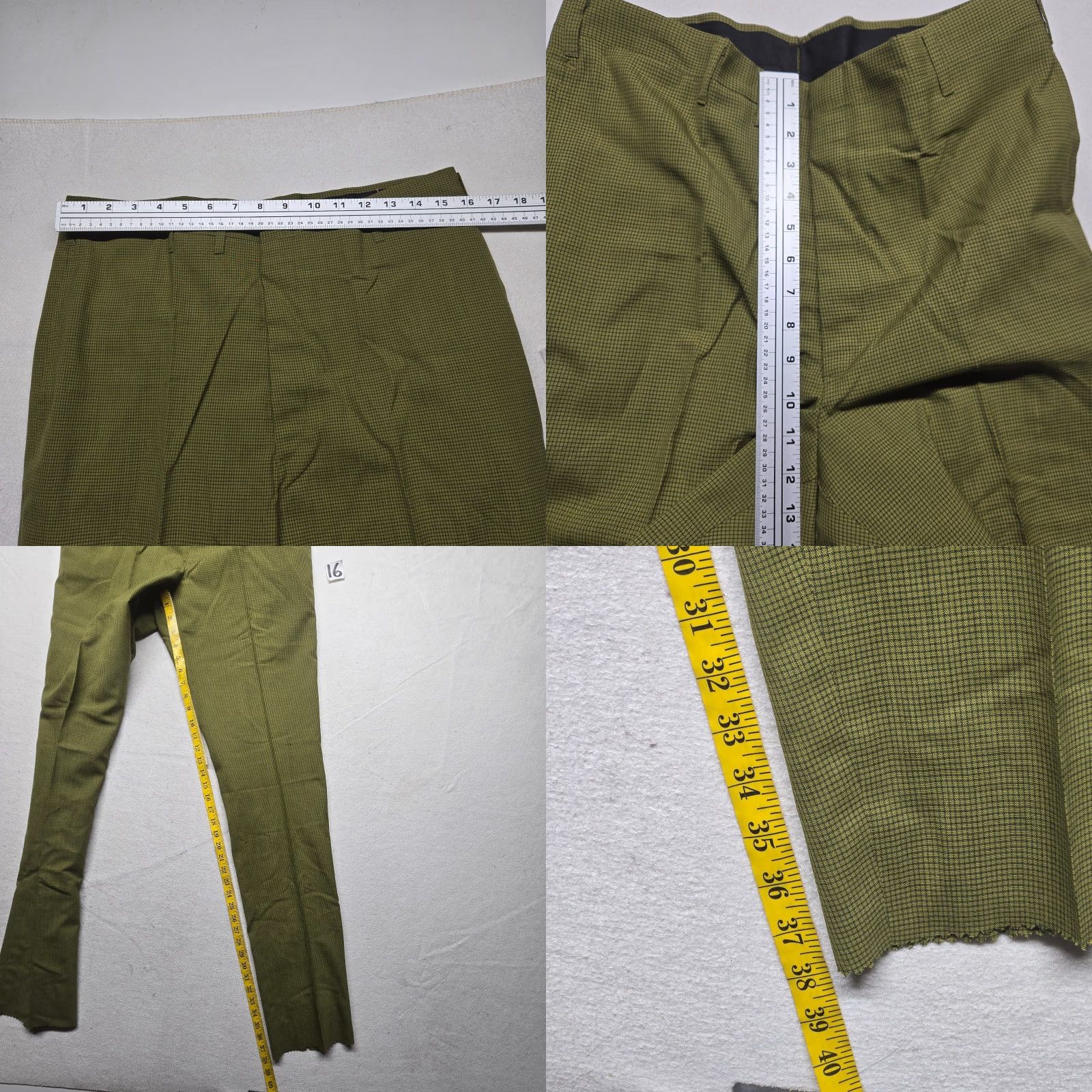 Vintage VINTAGE Pants Men 34x38 Brown Polyester Wool Dress Pants 80s Mid-Century Flannel Glen Plaid Autumn Spring Fall clothes Size US 34 / EU 50 - 8 Thumbnail