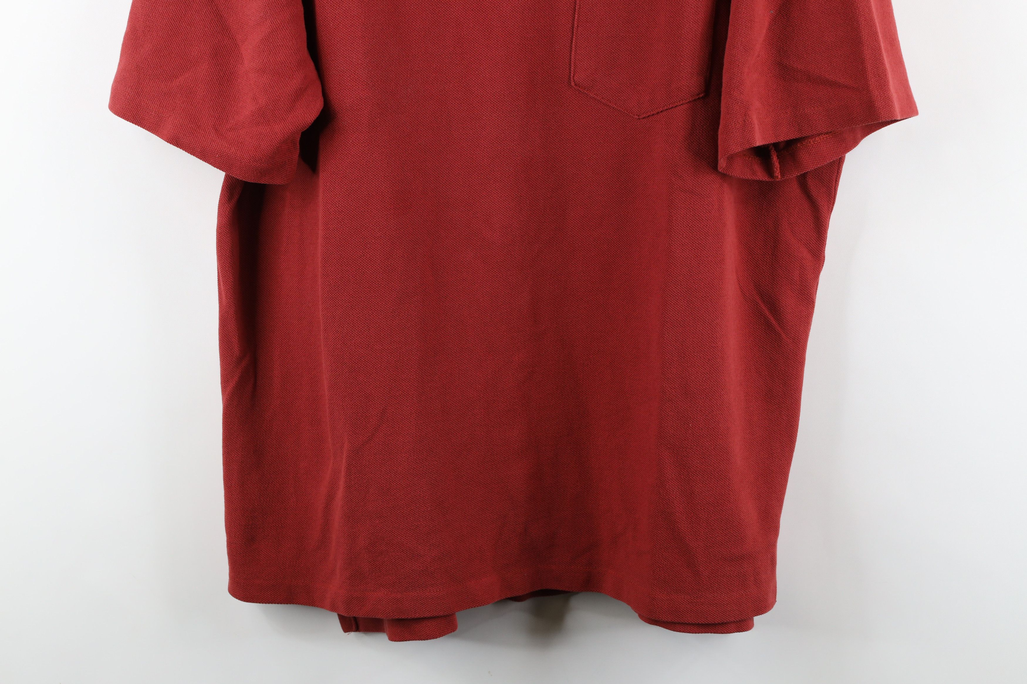 Lands' End × Vintage Vintage 90s Lands End Pique Cotton Pocket Polo Shirt Red USA Size US L / EU 52-54 / 3 - 3 Thumbnail