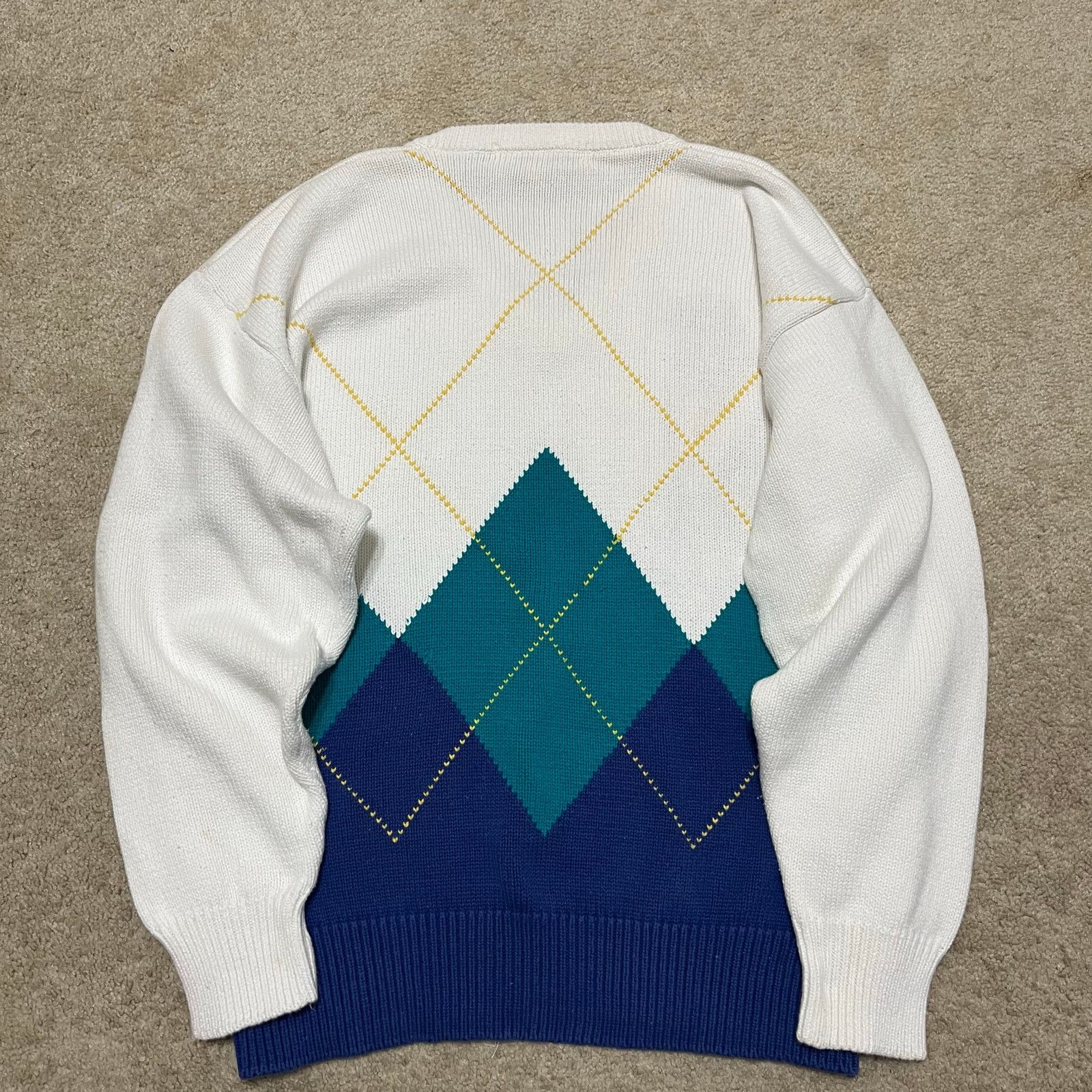 John Ashford Vintage John Ashford Golf Knit Sweater V-Neck Argyle 90s Size US L / EU 52-54 / 3 - 2 Thumbnail