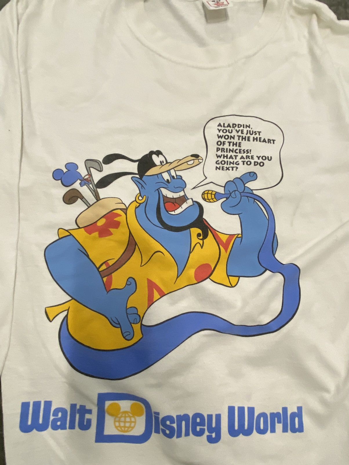 Vintage Vtg Aladdin Genie Walt Disney World Promo TShirt Long Sleeve Size US L / EU 52-54 / 3 - 2 Thumbnail