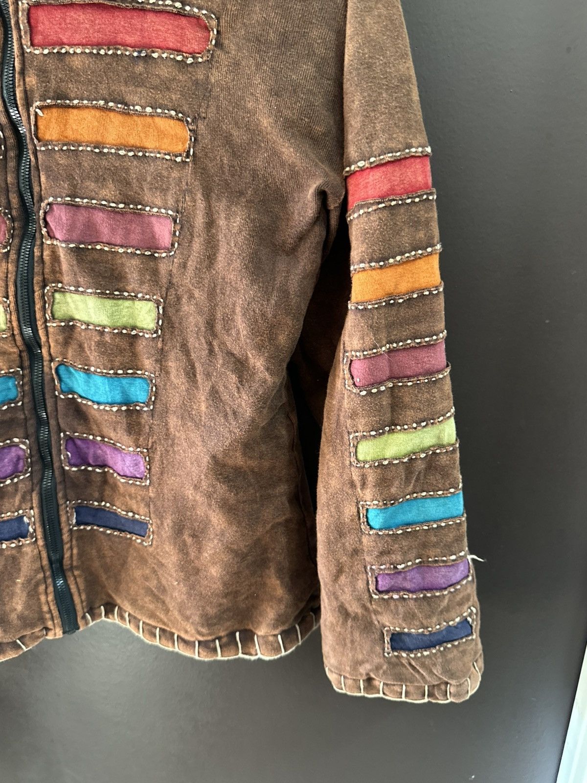 Japanese Brand × Other Reconstructed Sashiko Patchwork Zipper Jacket Made in Nepal Size M / US 6-8 / IT 42-44 - 5 Thumbnail