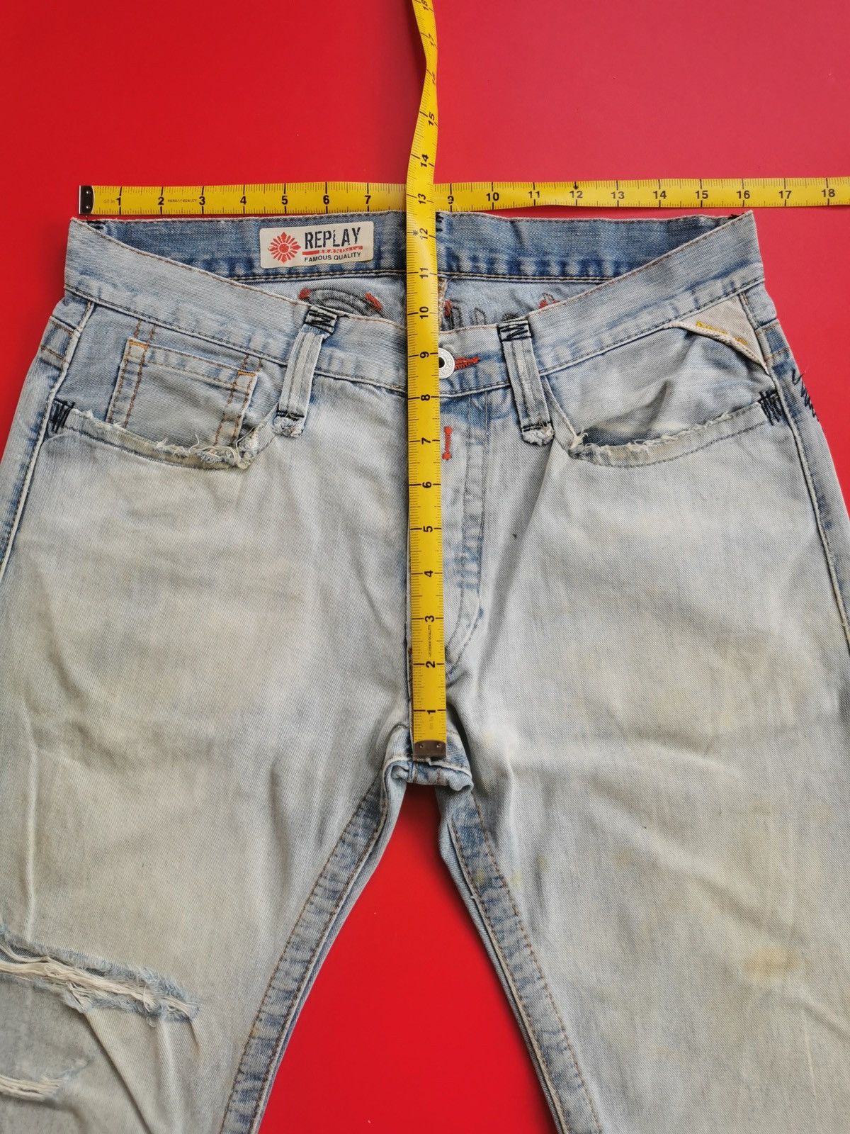 Replay Thrashed Vintage Replay Distressed Embroidery Jeans Size US 32 / EU 48 - 16 Thumbnail