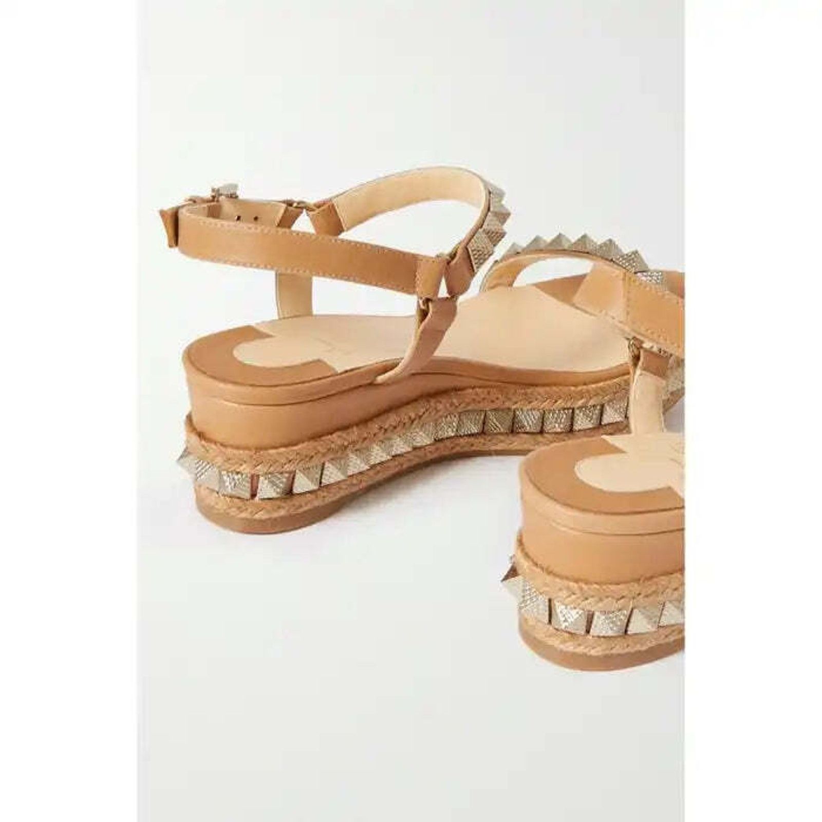 Christian Louboutin Pyraclou 60 Cuir Brown Platform Wedge Sandal Heel Pump 35 Size US 5 / IT 35 - 10 Thumbnail