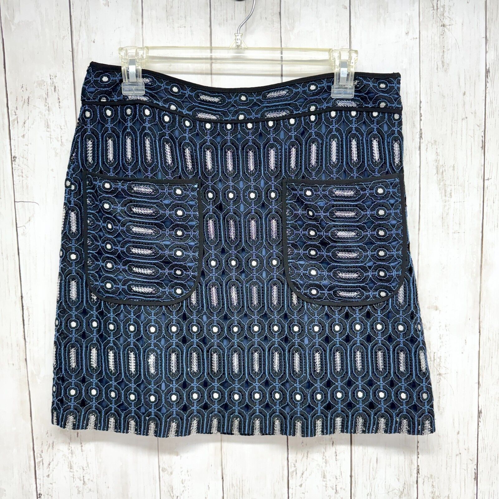 Loft ANN TAYLOR LOFT Skirt Women 8 Low Rise A line textured Blue Size 30" / US 8 / IT 44 - 1 Thumbnail