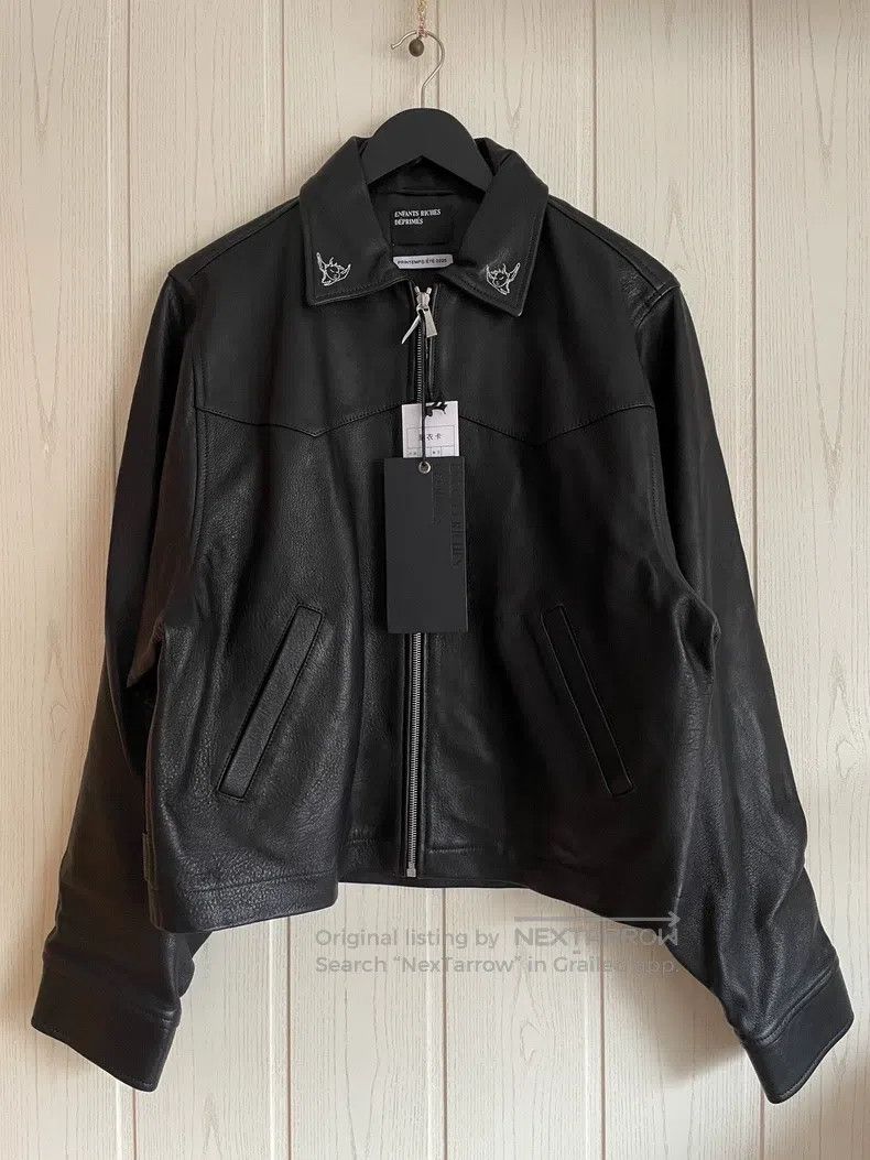 Enfants Riches Deprimes Enfants Riches Deprimes Black Embroidered Leather Jacket Size US L / EU 52-54 / 3 - 1 Thumbnail