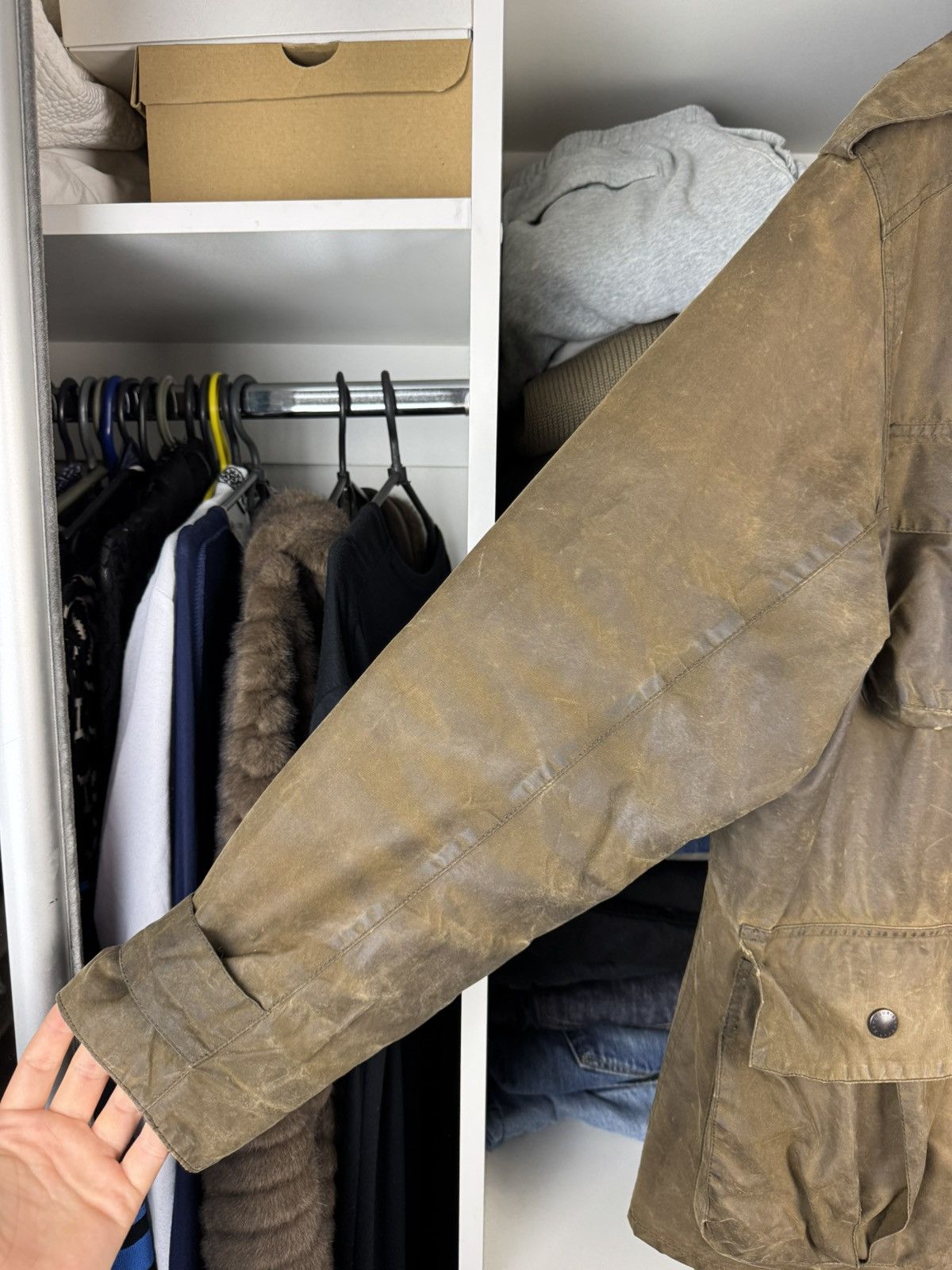 Barbour Vintage Barbour A995 Trooper Waxed Cotton Jacket Mens Size US XL / EU 56 / 4 - 3 Thumbnail