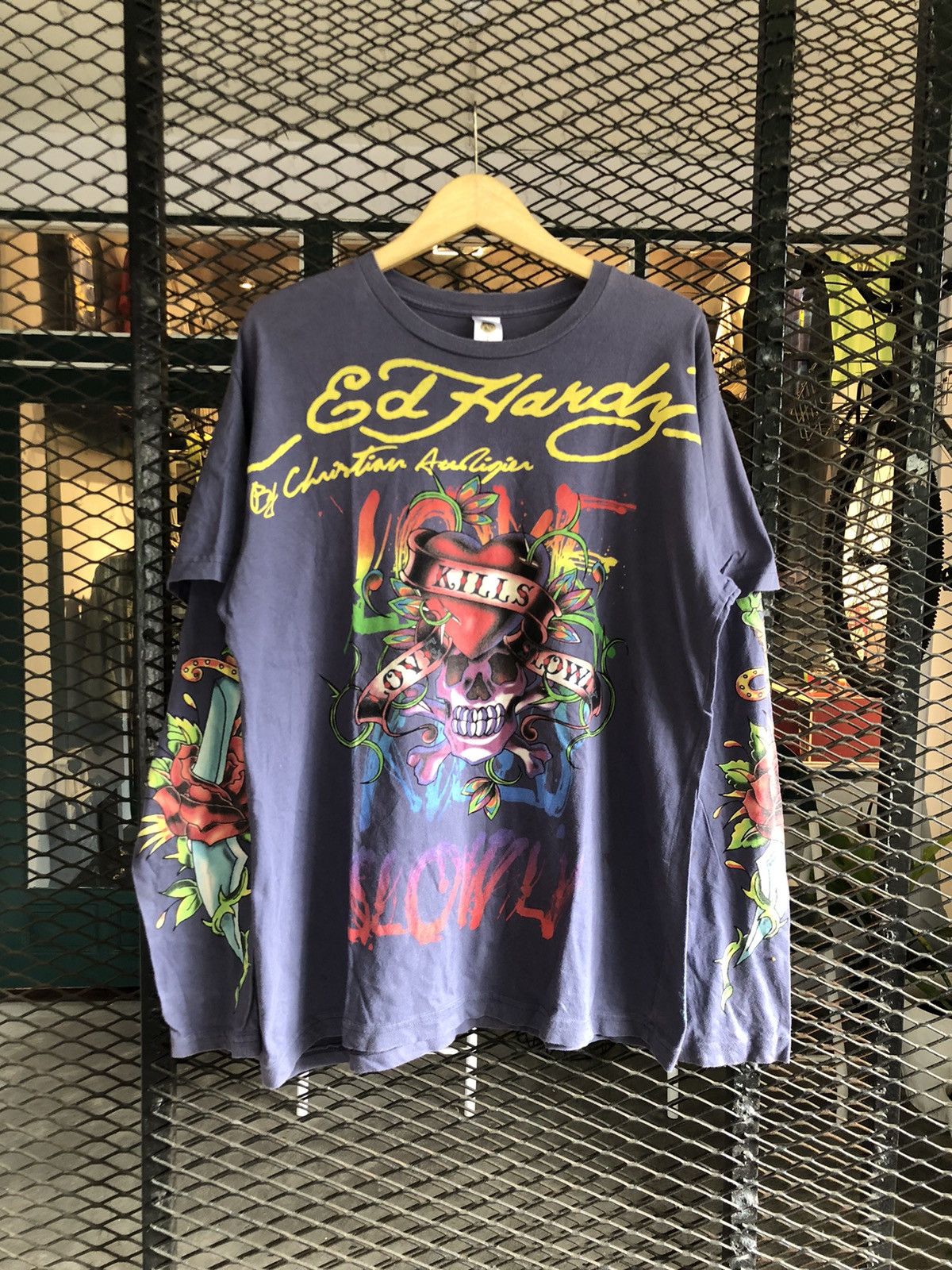 Ed Hardy × Japanese Brand × Vintage ED HARDY CHRISTIAN AUDIGIER “LOVE KILLS SLOWLY” LONG SLEEVE Size US L / EU 52-54 / 3 - 1 Thumbnail