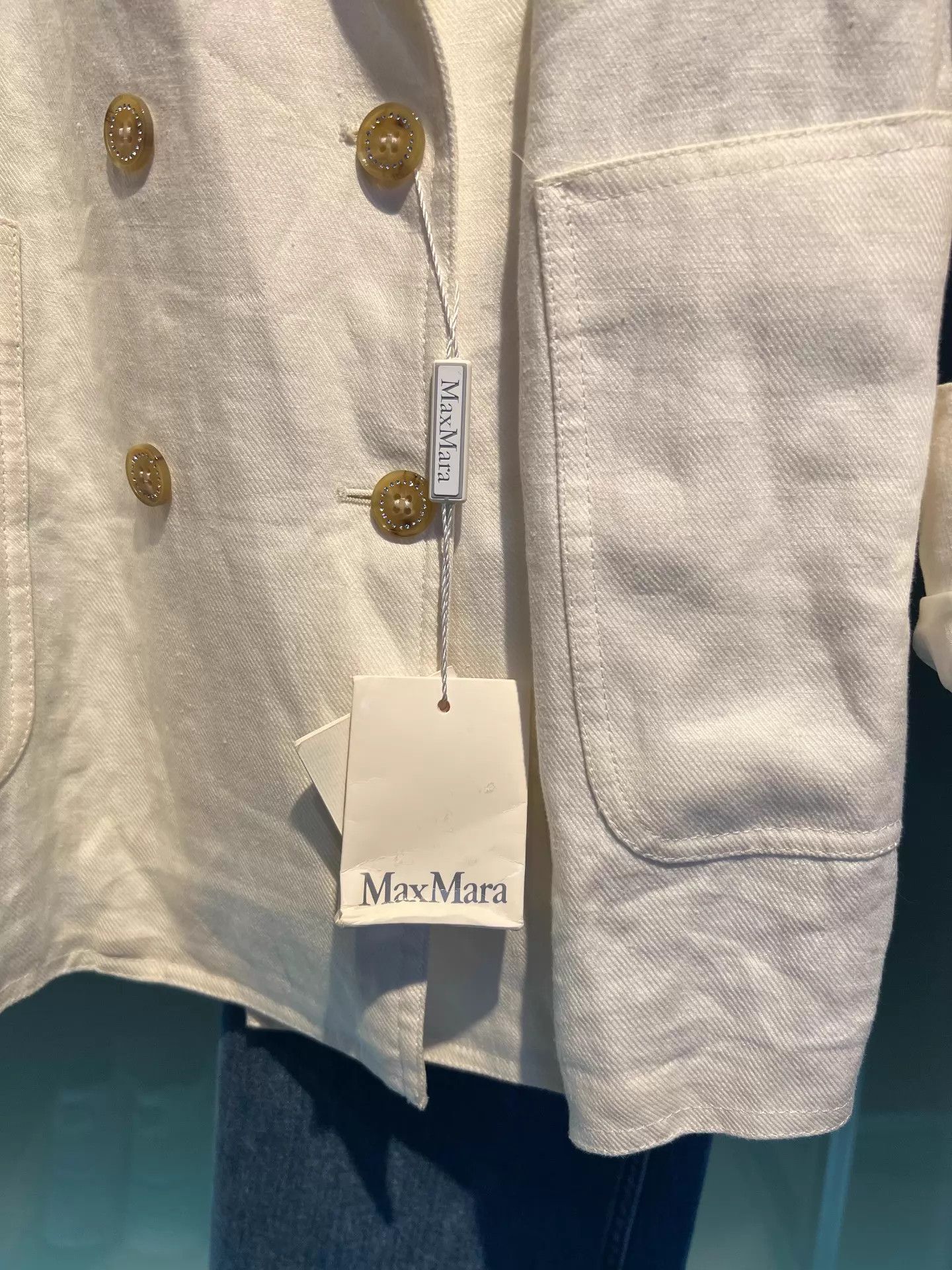 Max Mara MaxMara White Linen Double-Breasted Suit Jacket 40 Size S / US 4 / IT 40 - 3 Thumbnail