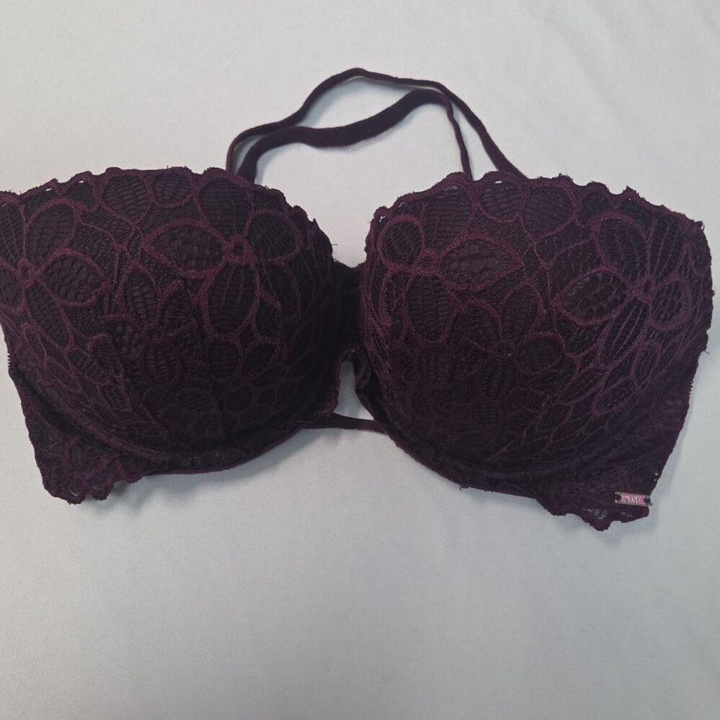 Victoria's Secret Trendy Victoria Secret-Lace-Deeppurple-Push-Up 32DD-Lingerie Size ONE SIZE - 1 Thumbnail