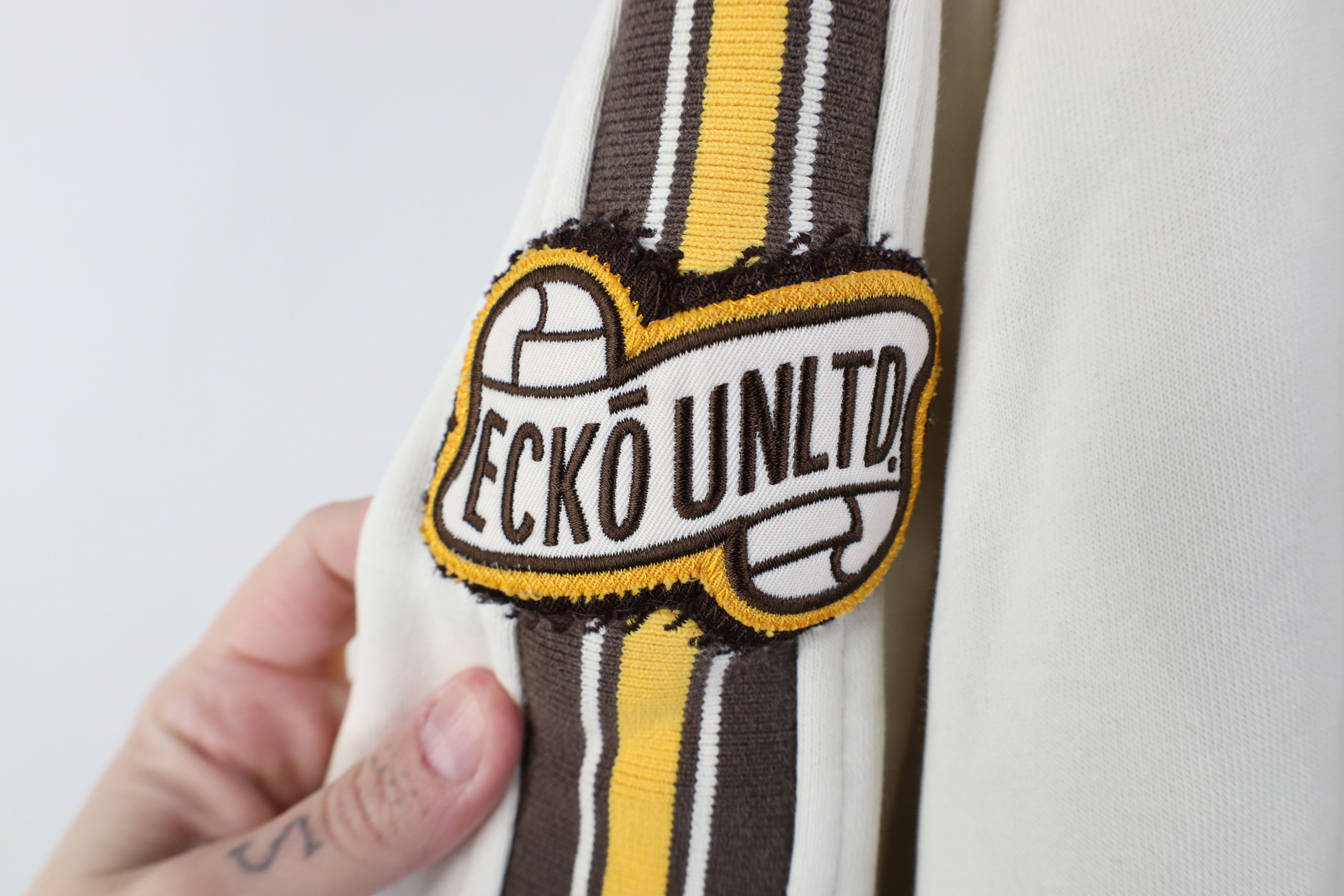 Ecko Unltd. Vintage 90s Y2K Ecko Spell Out Striped Heavyweight Hoodie Size US L / EU 52-54 / 3 - 15 Thumbnail