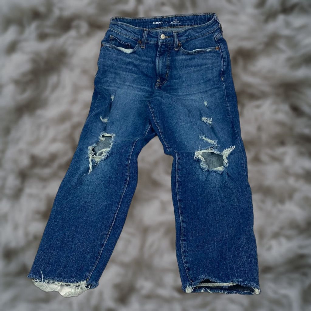 Old Navy VINTAGE Old Navy OG Straight Jeans Womens 6 Blue High Rise Distressed 5-Pocket Medium Wash Size 28" / US 6 / IT 42 - 1 Thumbnail