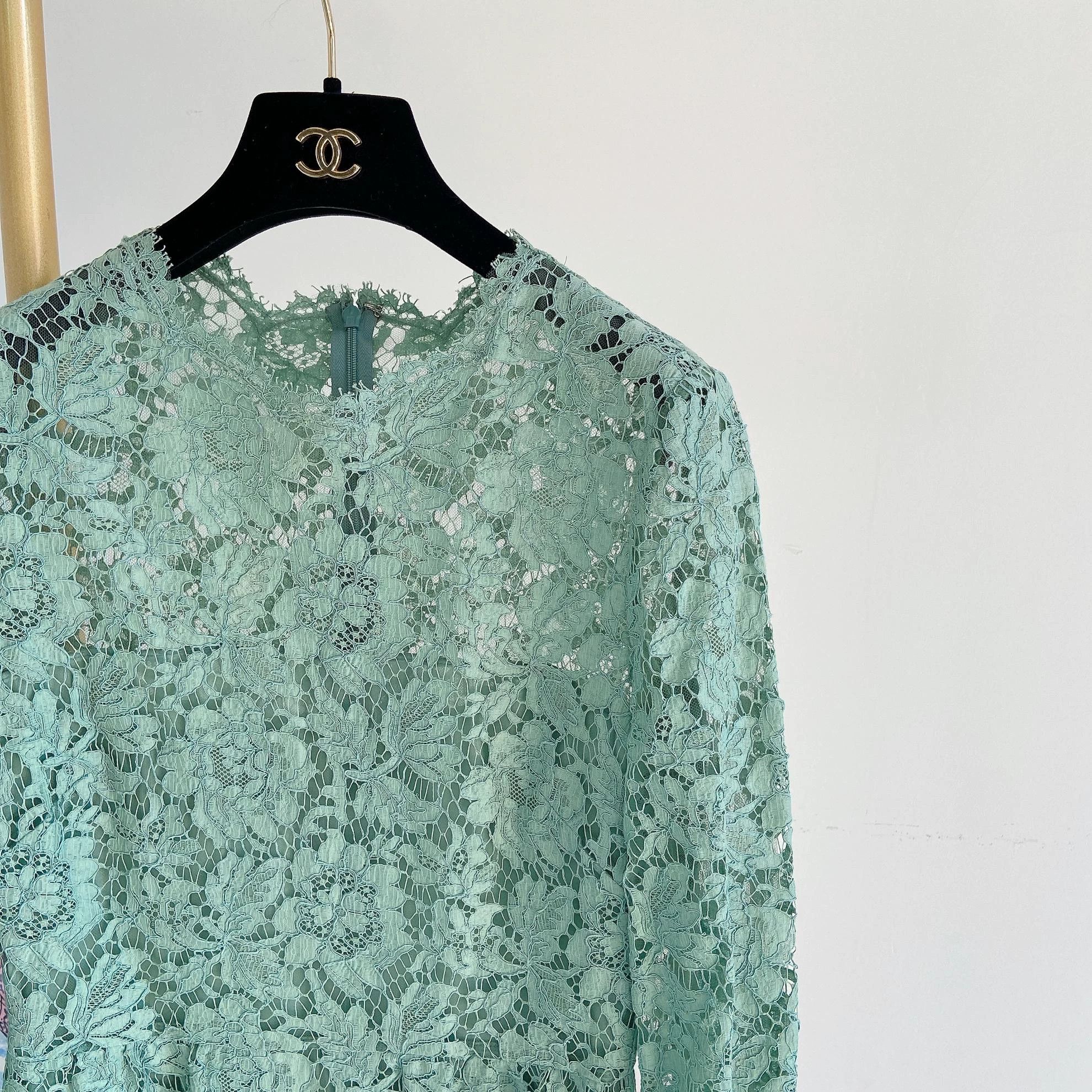 Valentino VALENTINO Green Lace Dress 40 Size S / US 4 / IT 40 - 3 Thumbnail