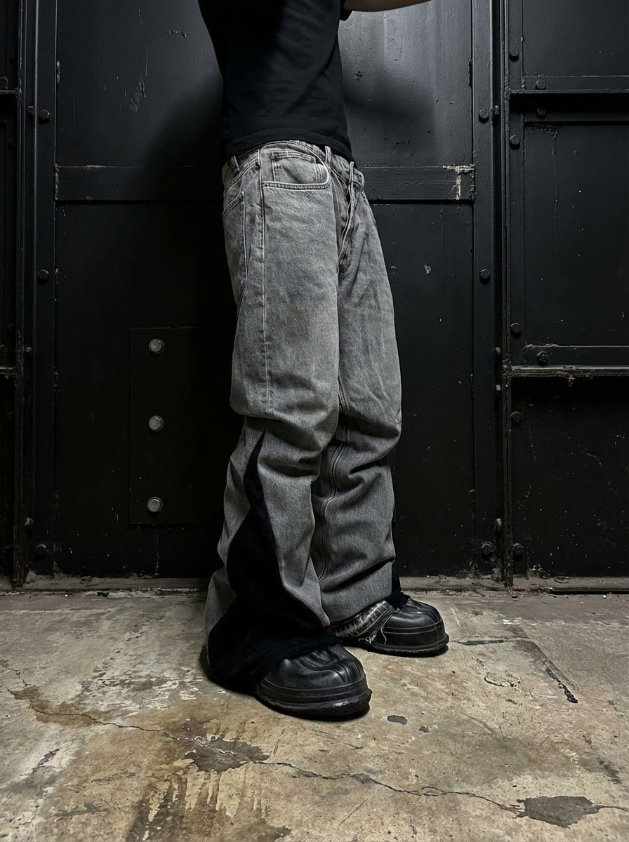 Japanese Brand Grey Flare Jeans streetwear vintage Size US 35 - 1 Thumbnail