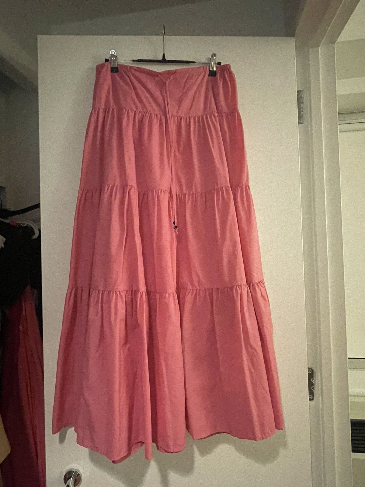 Staud Staud Tiered Drawstring Maxi Skirt Pink with Blue Beads Size 28" / US 6 / IT 42 - 1 Thumbnail