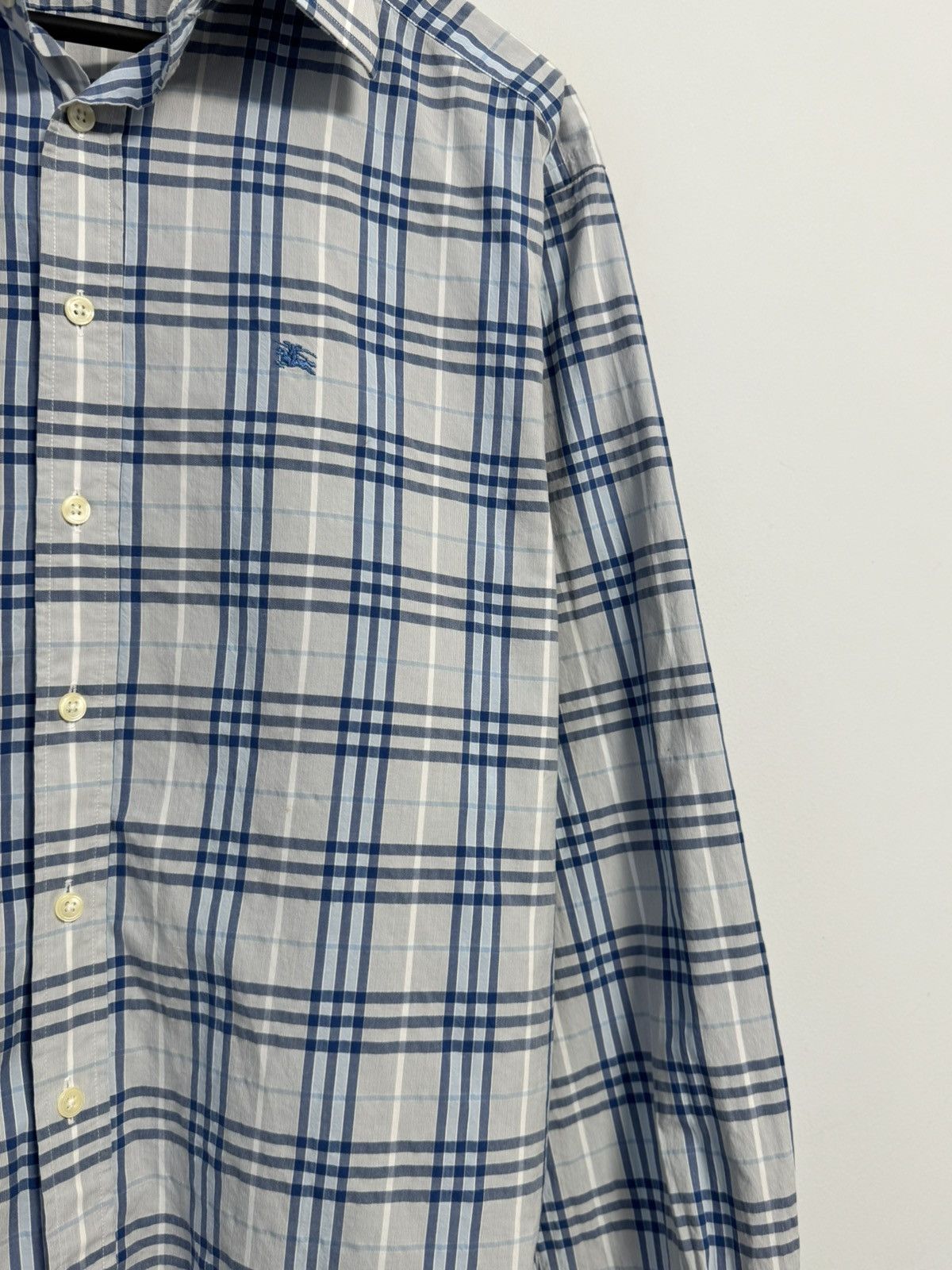 Burberry Vintage Burberry Nova Check Long Sleeve Blue Shirt Size US L / EU 52-54 / 3 - 7 Thumbnail
