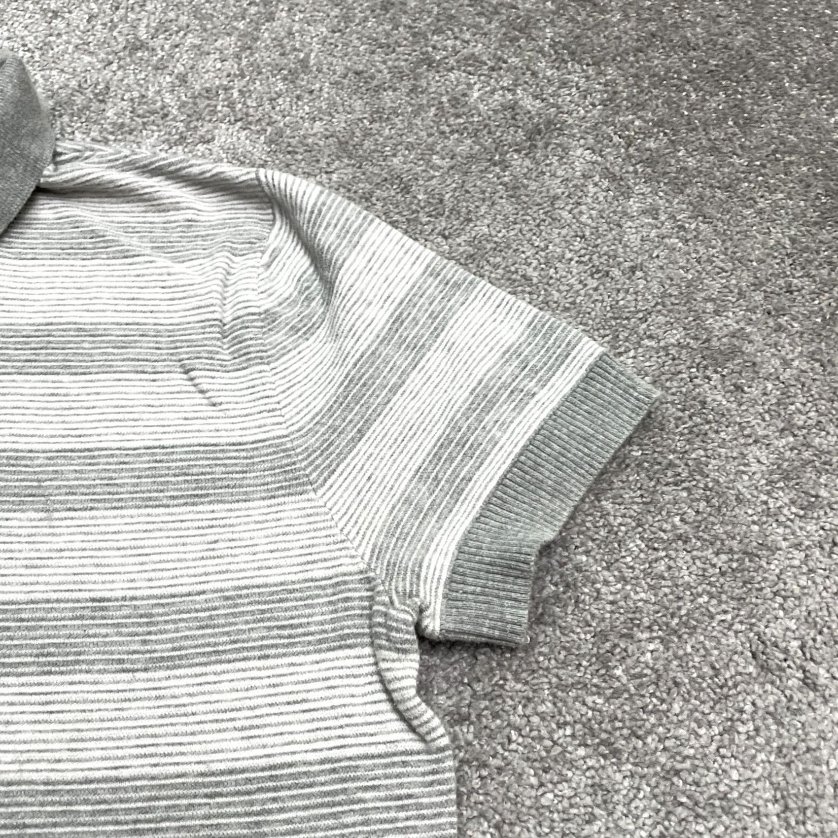Vintage Goodfellow Polo Shirt Mens L Gray White Striped Cotton Knit Casual Top Size US L / EU 52-54 / 3 - 4 Thumbnail