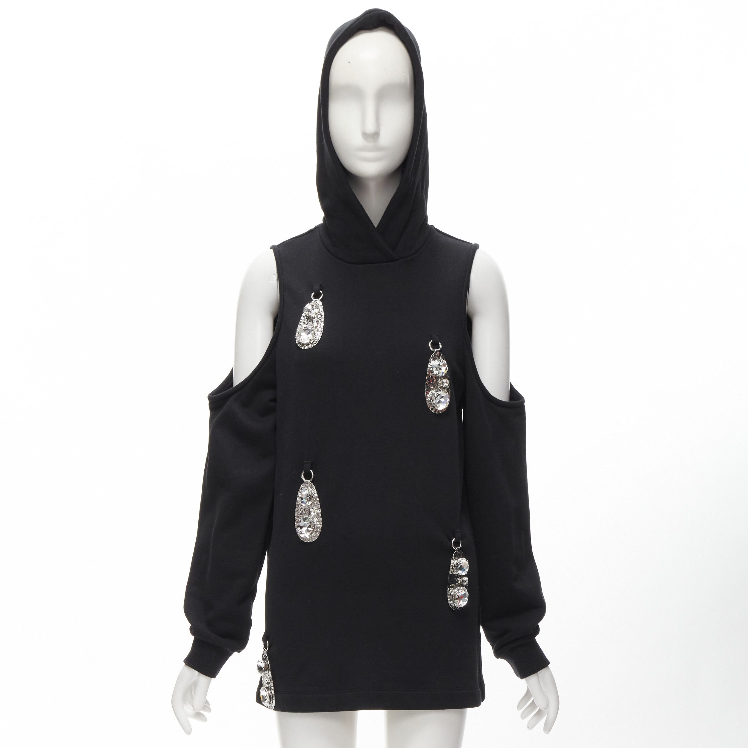 Area AREA crystal hammered pendant black cold shoulder hoodie XS Size XS / US 0-2 / IT 36-38 - 1 Thumbnail