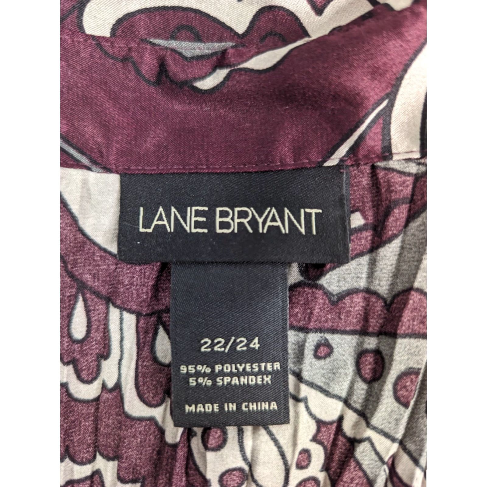 Vintage Lane Bryant Purple Paisley Crinkle Pleated Button Shirt Womens Blouse 22/24 Size 3XL / US 20-22 - 7 Thumbnail