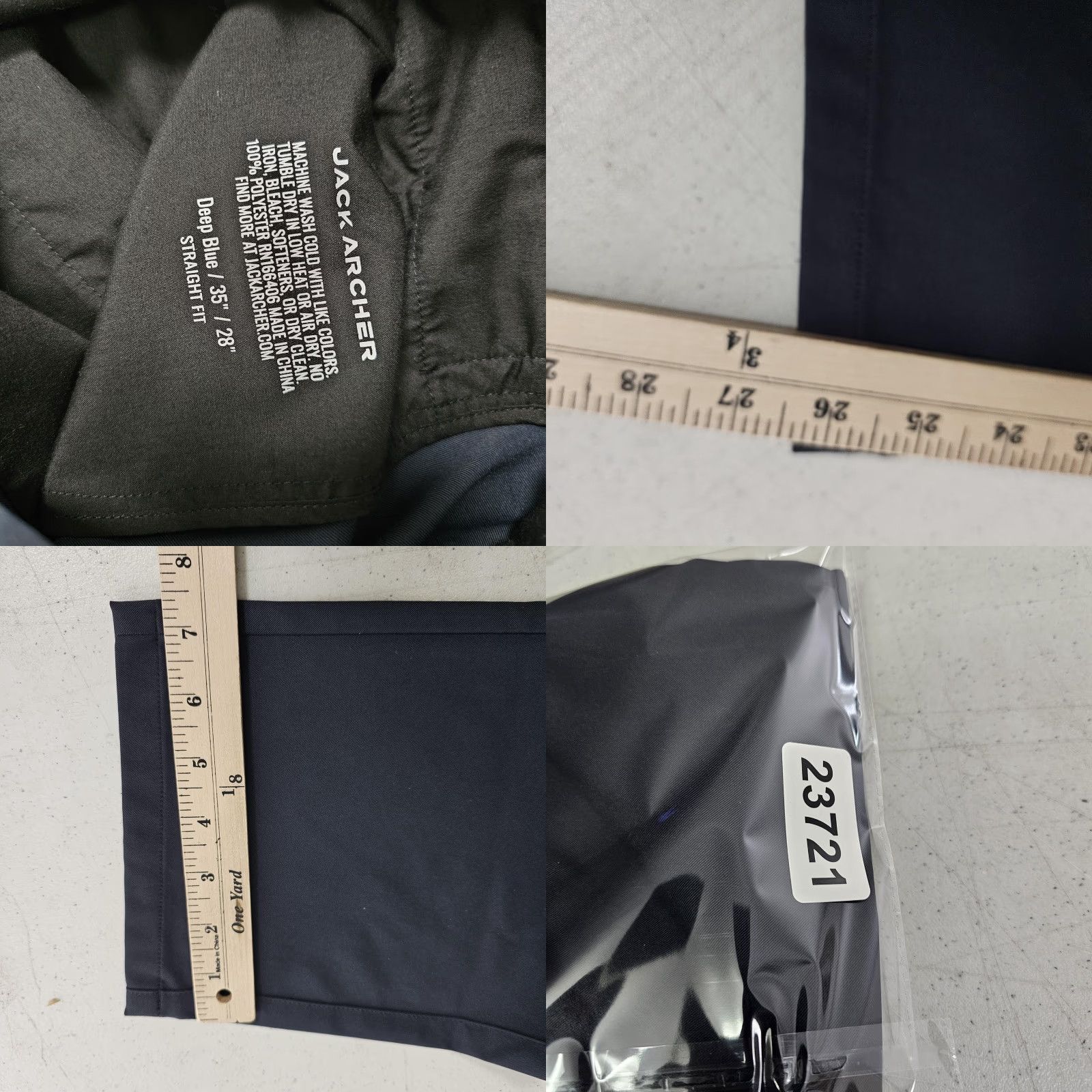 Vintage VINTAGE: No — Jack Archer Pants Mens 35x28 Deep Blue Straight Fit Chino Casual Tech Travel Size US 35 - 8 Thumbnail