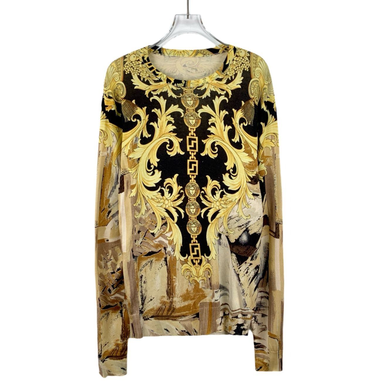 Versace Versace Yellow Classic Baroque Print Silk Round Neck Long-Sl Size XS / US 0-2 / IT 36-38 - 7 Thumbnail