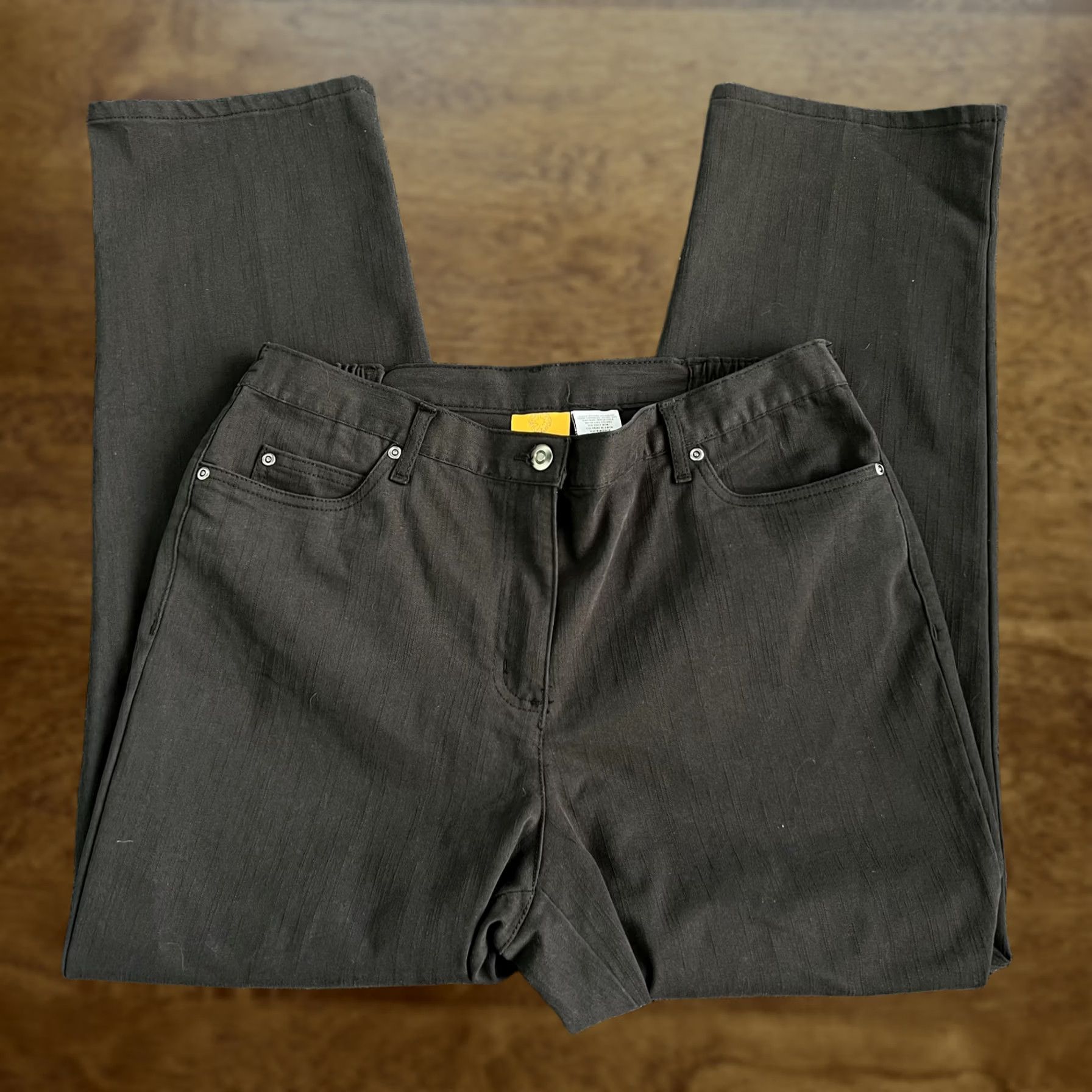 Vintage Ruby Rd Jeans Womens 12 Black High Rise Straight Classic Stretch Denim Pants Size 34" / US 12 / IT 48 - 1 Thumbnail