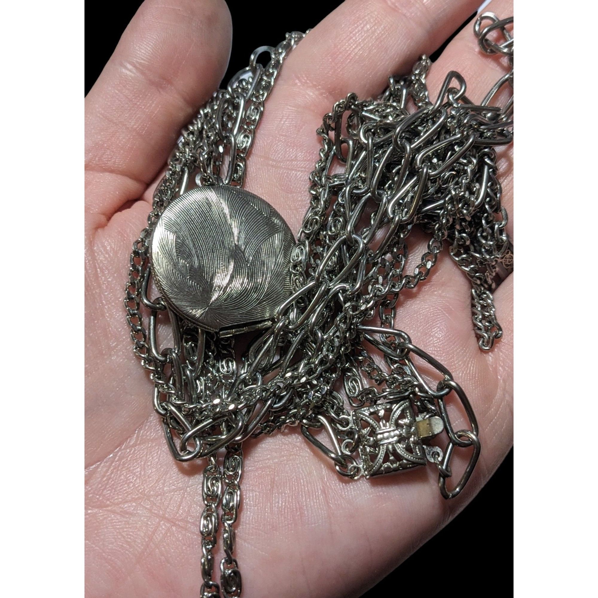 Other Silver Multilayer Chain Locket Necklace Size ONE SIZE - 4 Thumbnail