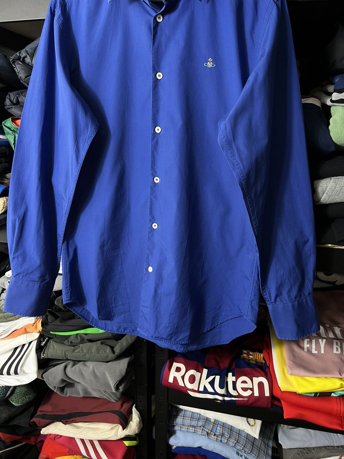 Vivienne Westwood Vivienne Westwood Blue Shirt Size 48 Orb Logo Button Up Size US M / EU 48-50 / 2 - 3 Thumbnail