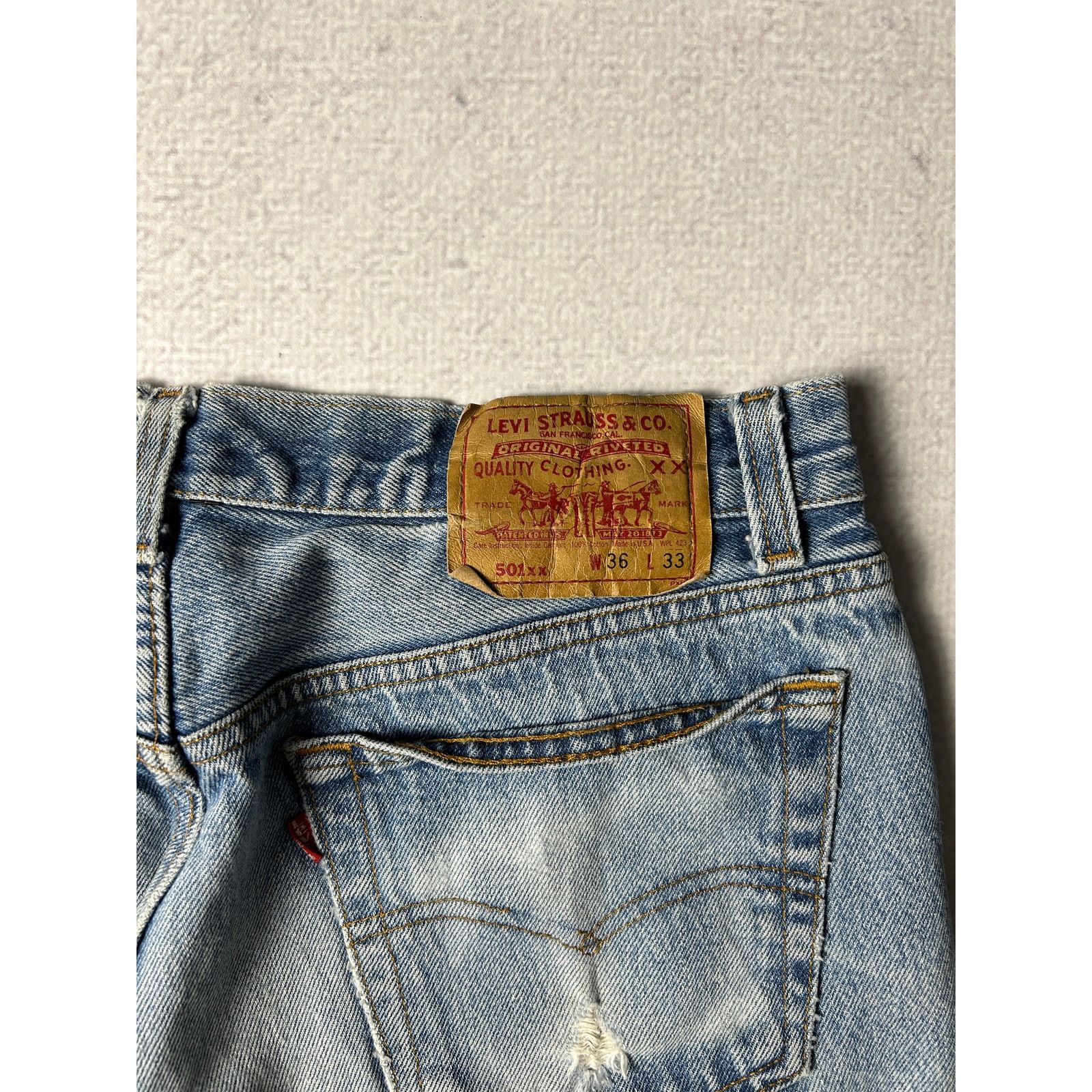 Levi's Vintage 90s Levis Blue Denim Jean Shorts - Mens 36Wx7L Size US 36 / EU 52 - 4 Thumbnail