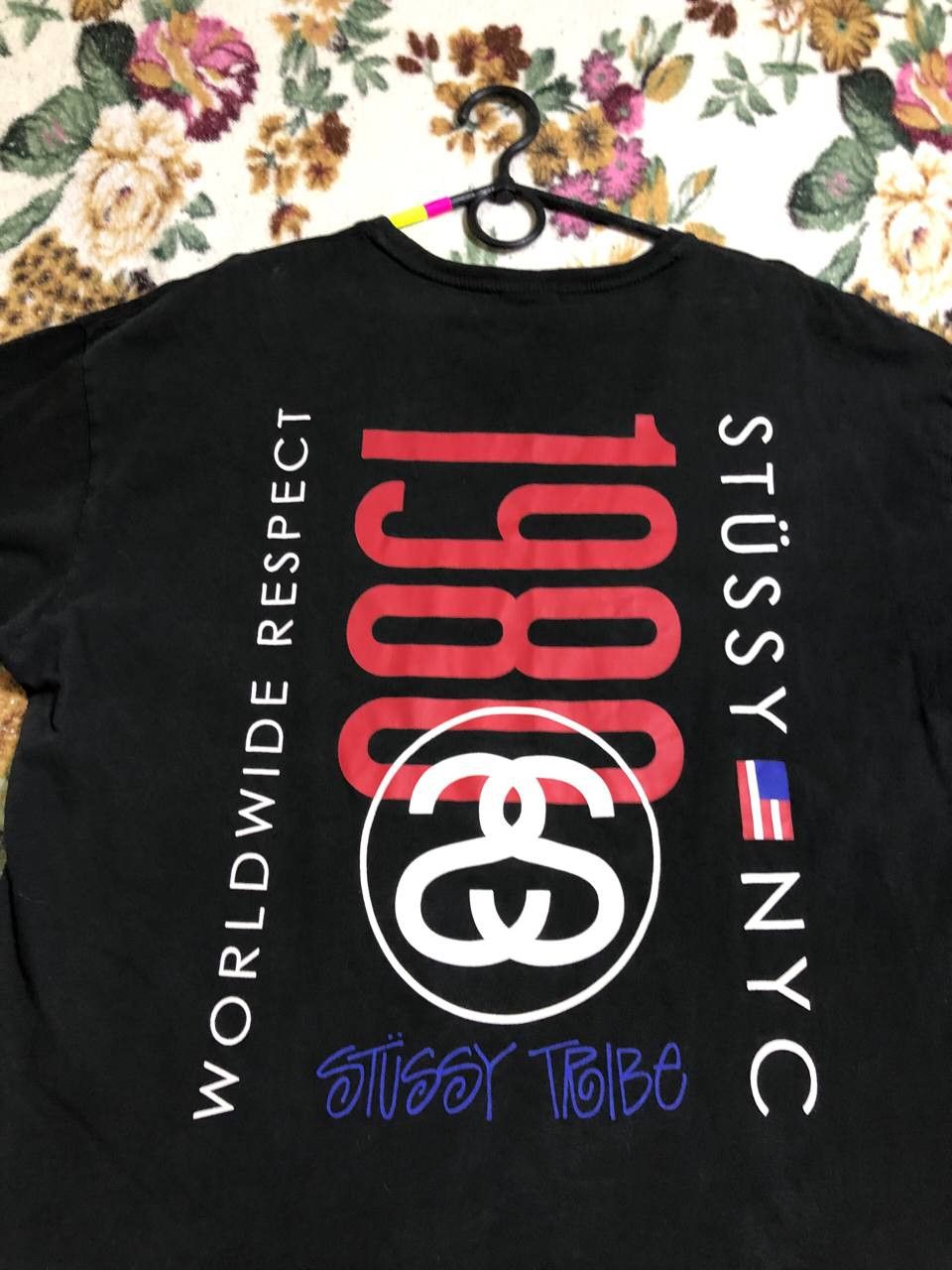Stussy T-Shirt black Streetwear Y2K Stussy Vintage big print Size US L / EU 52-54 / 3 - 18 Thumbnail