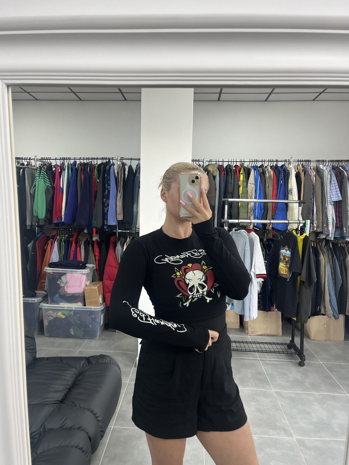 Ed Hardy Ed Hardy by Christian Audigier Tattoo Skull Crop Top Shirt Size M / US 6-8 / IT 42-44 - 2 Thumbnail
