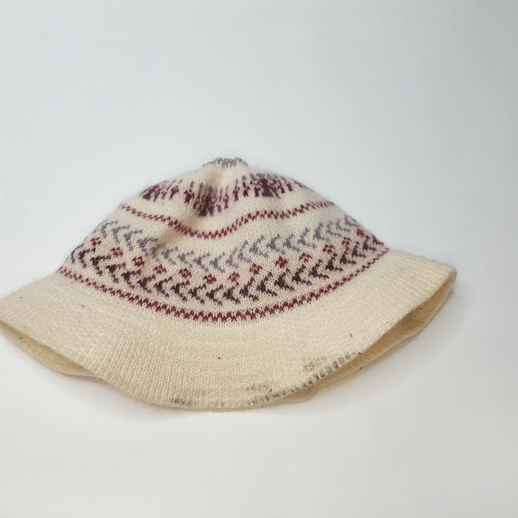Vintage Vintage Women's 80s Knit Brim Bucket Hat Size Medium M White Winter Cap Warm Size ONE SIZE - 6 Thumbnail